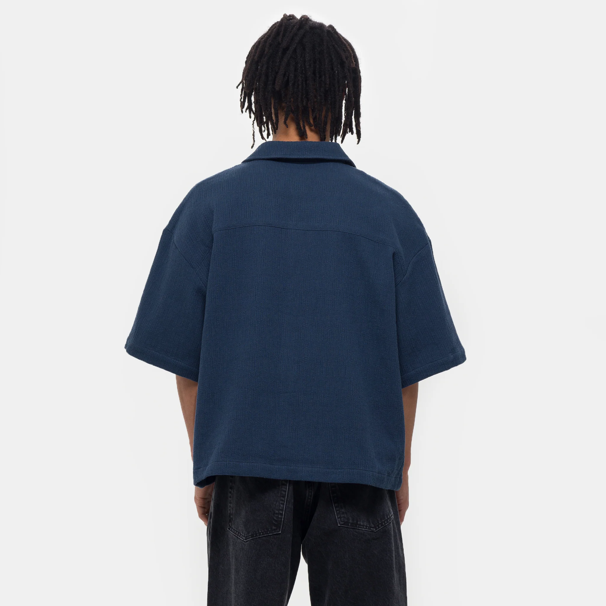 Boxy Resort Shirt in Navy - Image 3