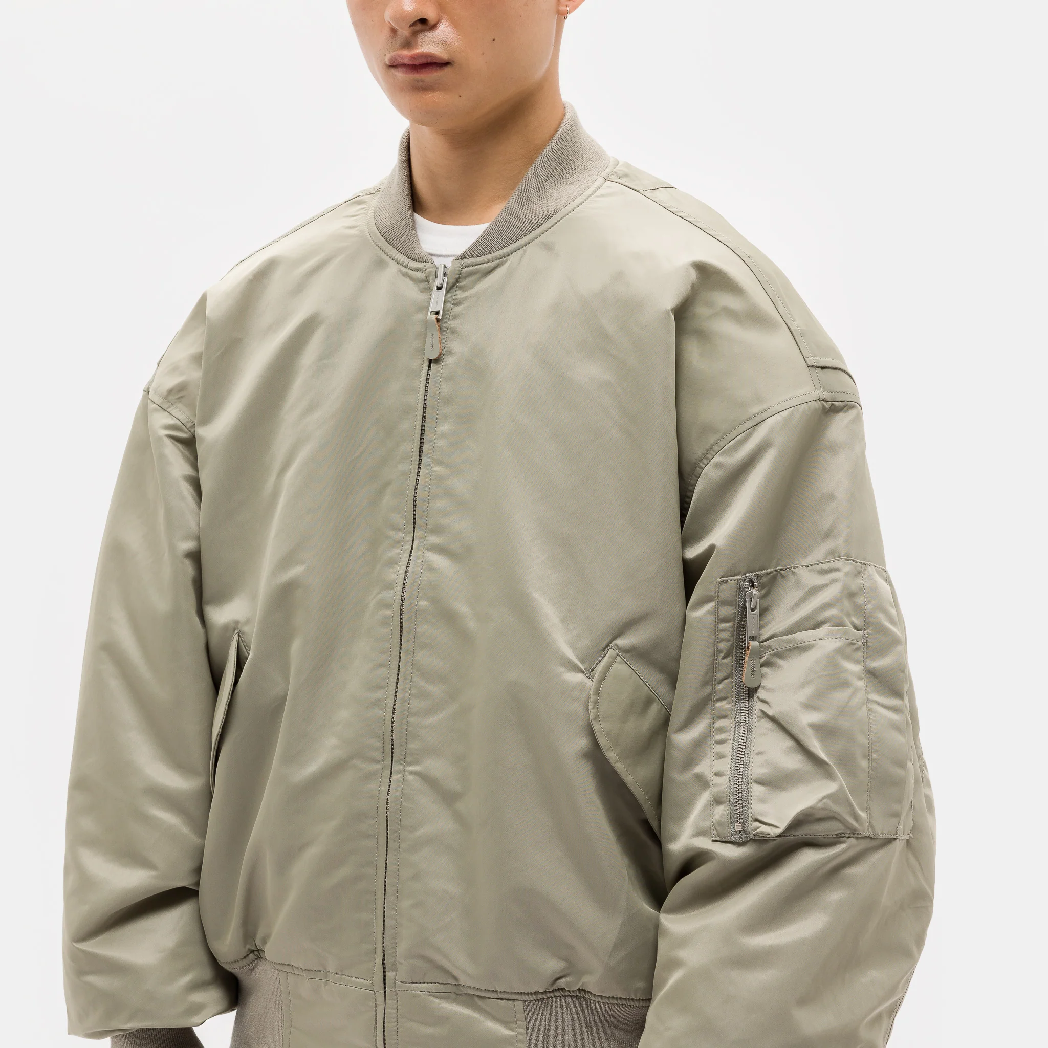Broad Bomber Jacket in Light Olive - Image 4