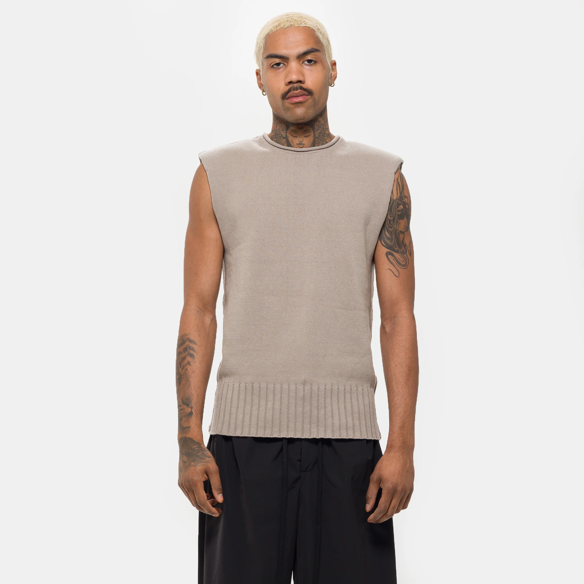 Burns Knit Vest in Light Grey