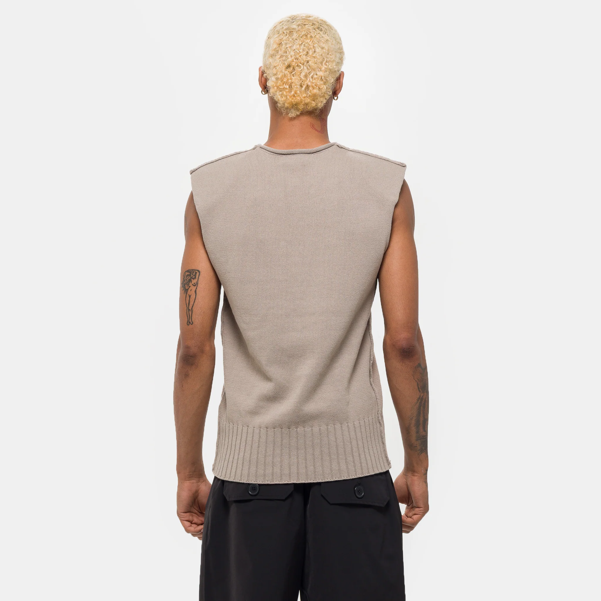 Burns Knit Vest in Light Grey - Image 3