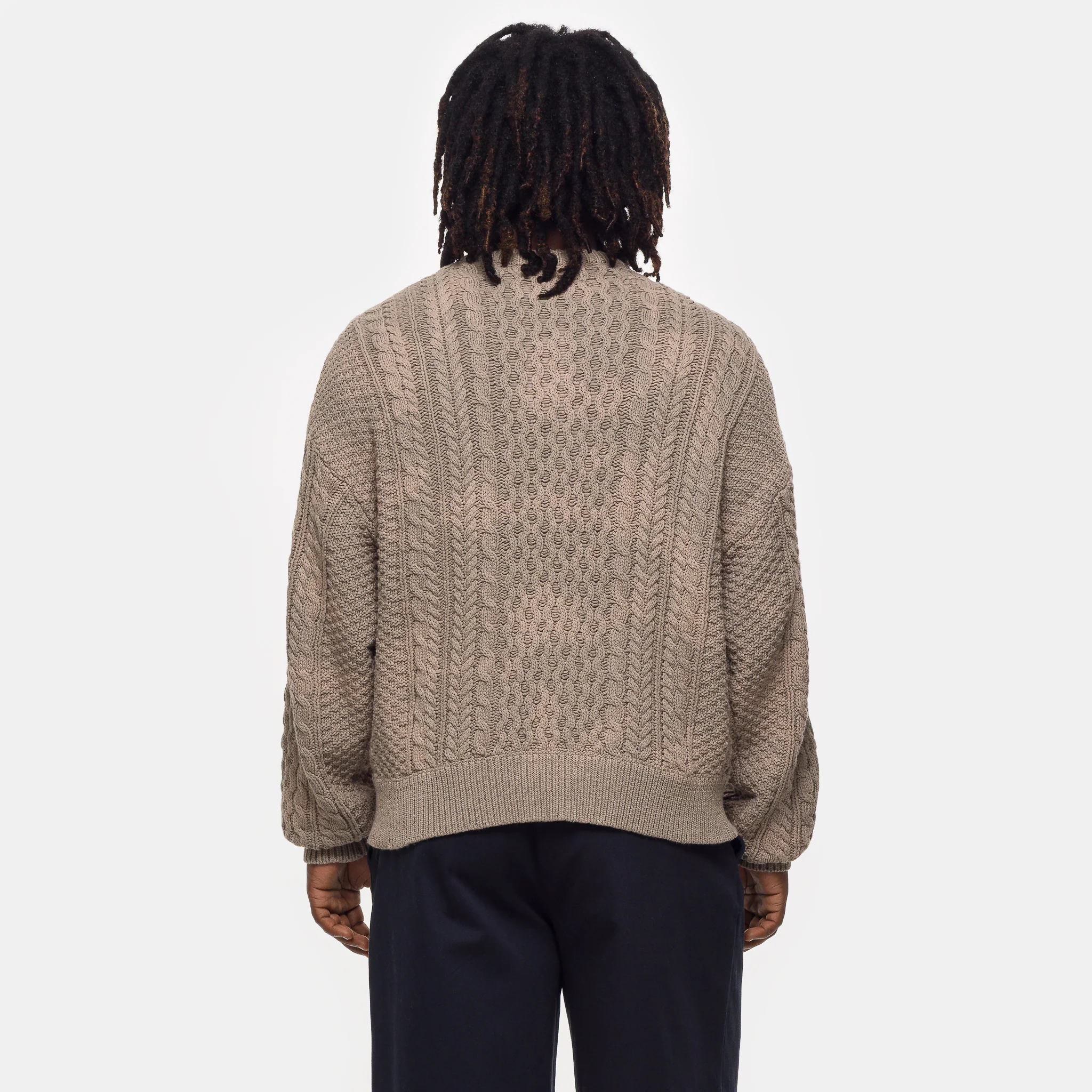 Cable Knit Sweater in Taupe - Image 3