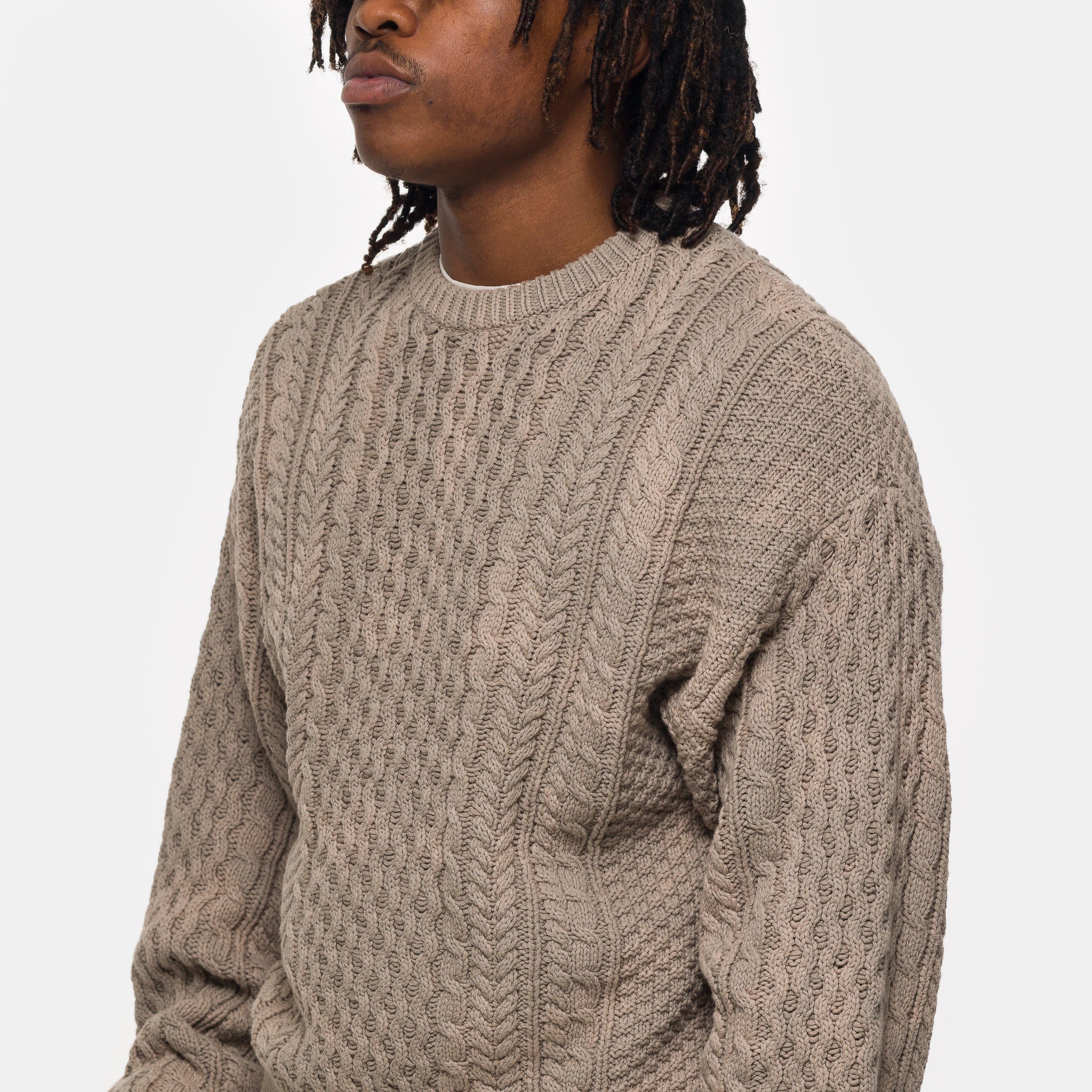 Cable Knit Sweater in Taupe - Image 4