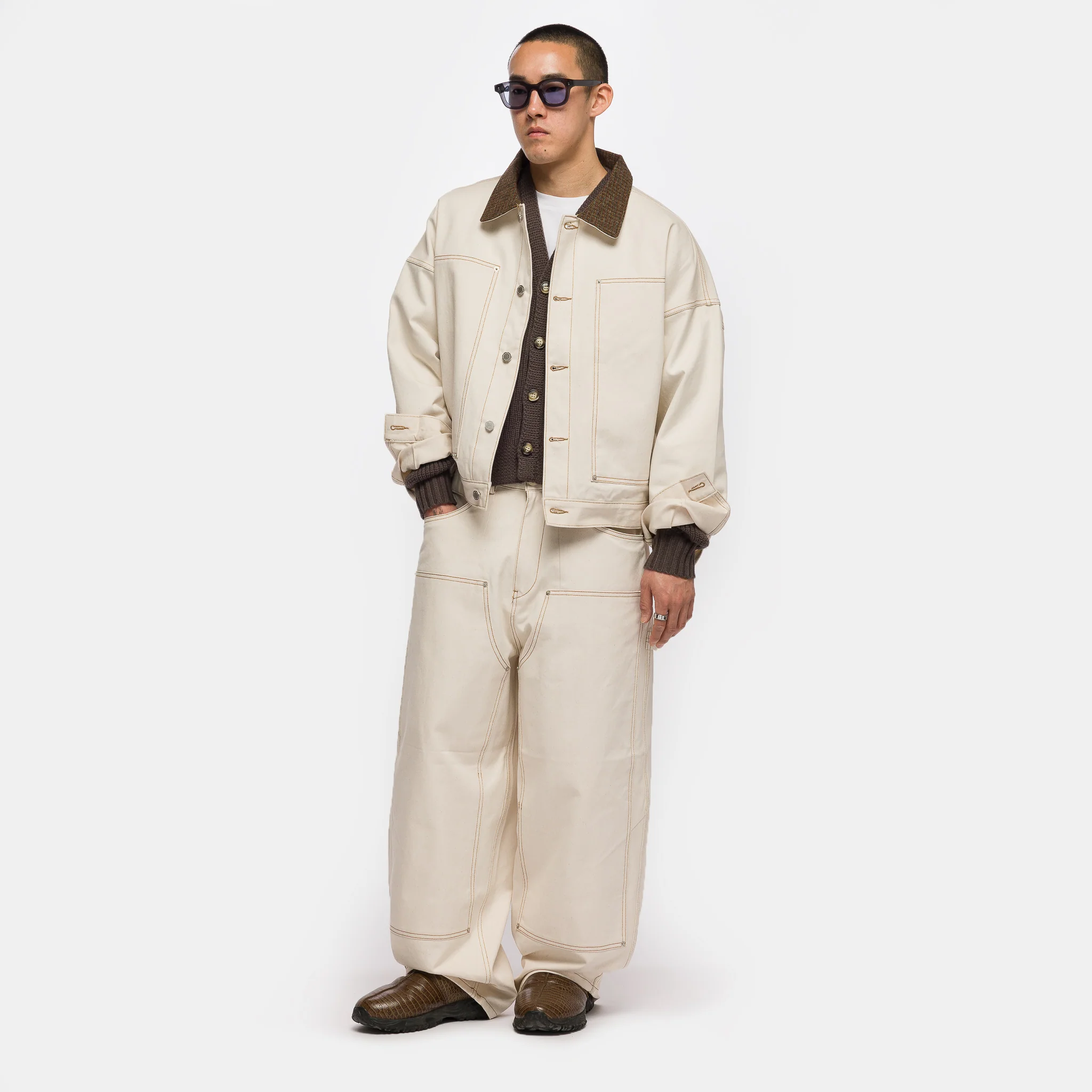 Carpenter Collar Jacket in Ivory - Image 2