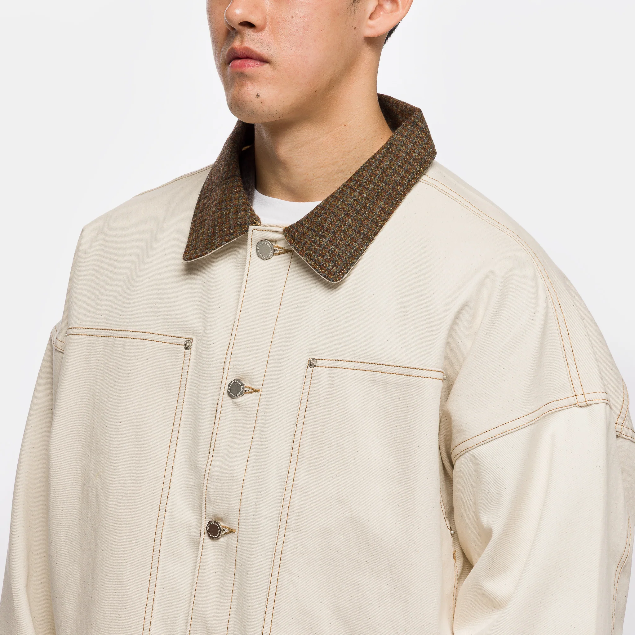 Carpenter Collar Jacket in Ivory - Image 4