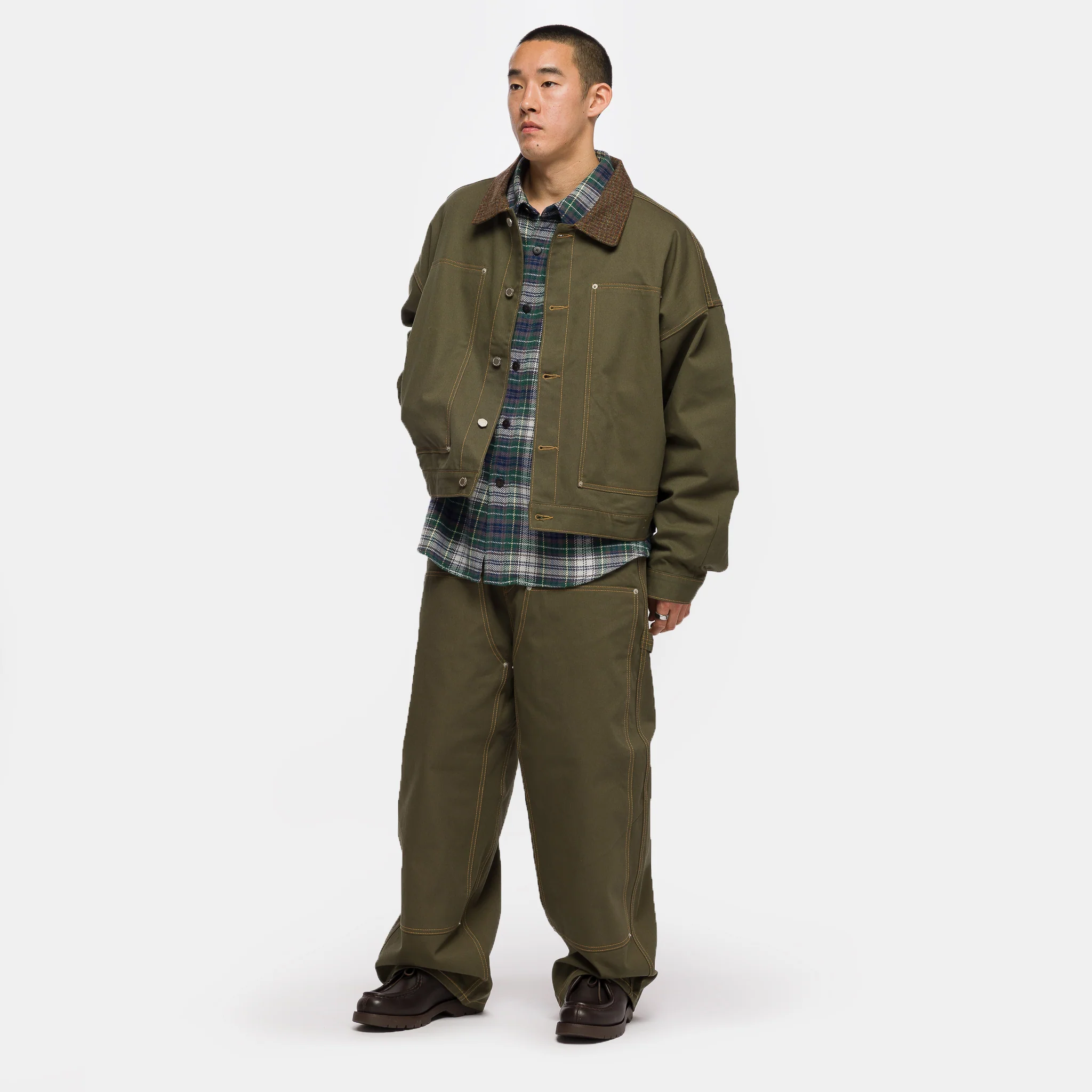 Carpenter Collar Jacket in Khaki - Image 2