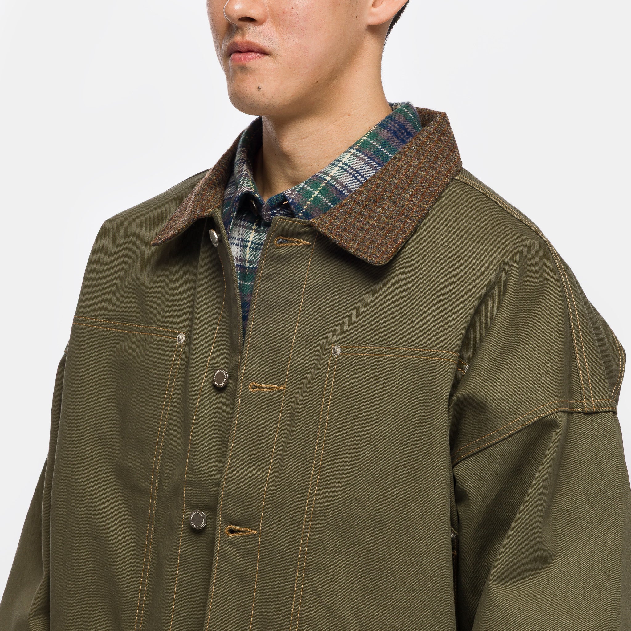 Carpenter Collar Jacket in Khaki - Image 4