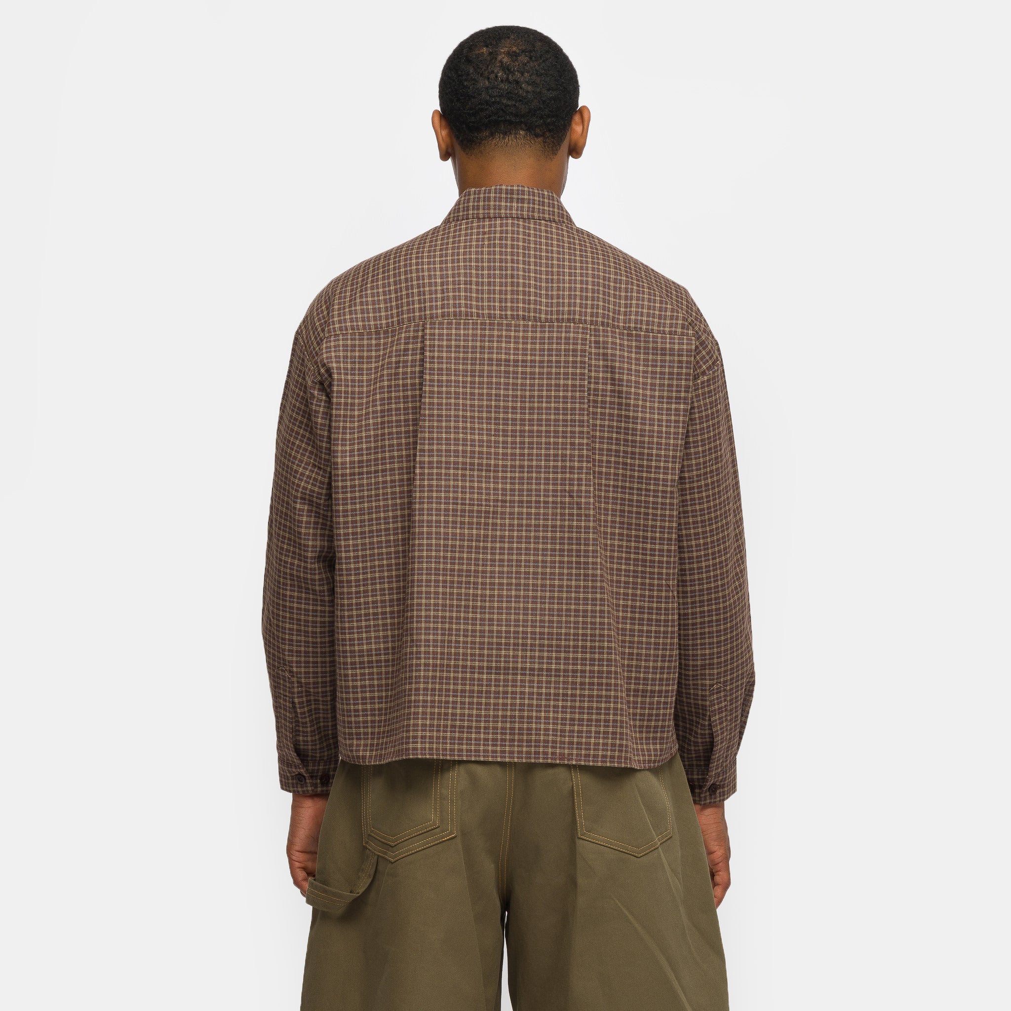 Checkered Boxy Shirt in Brown - Image 3