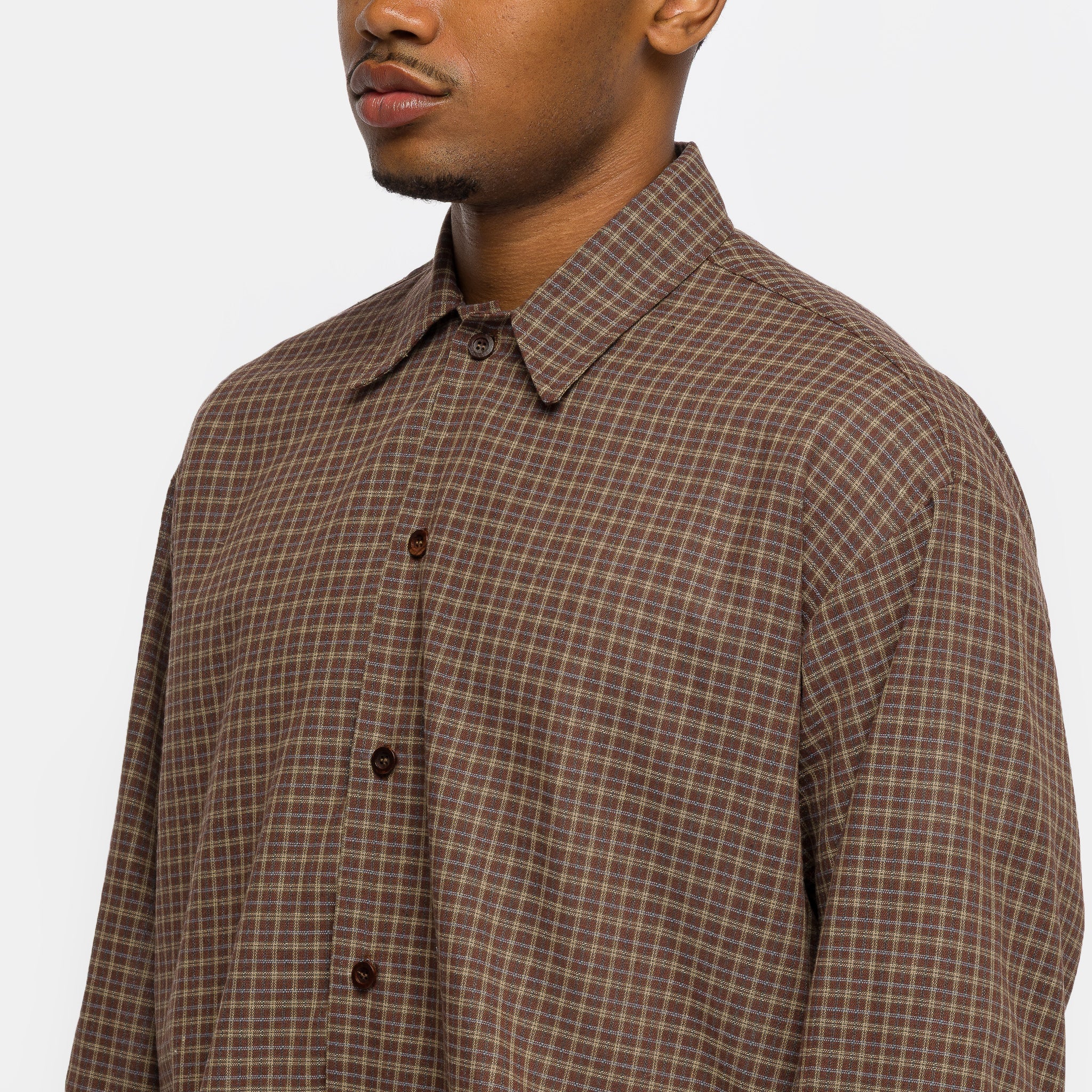 Checkered Boxy Shirt in Brown - Image 4