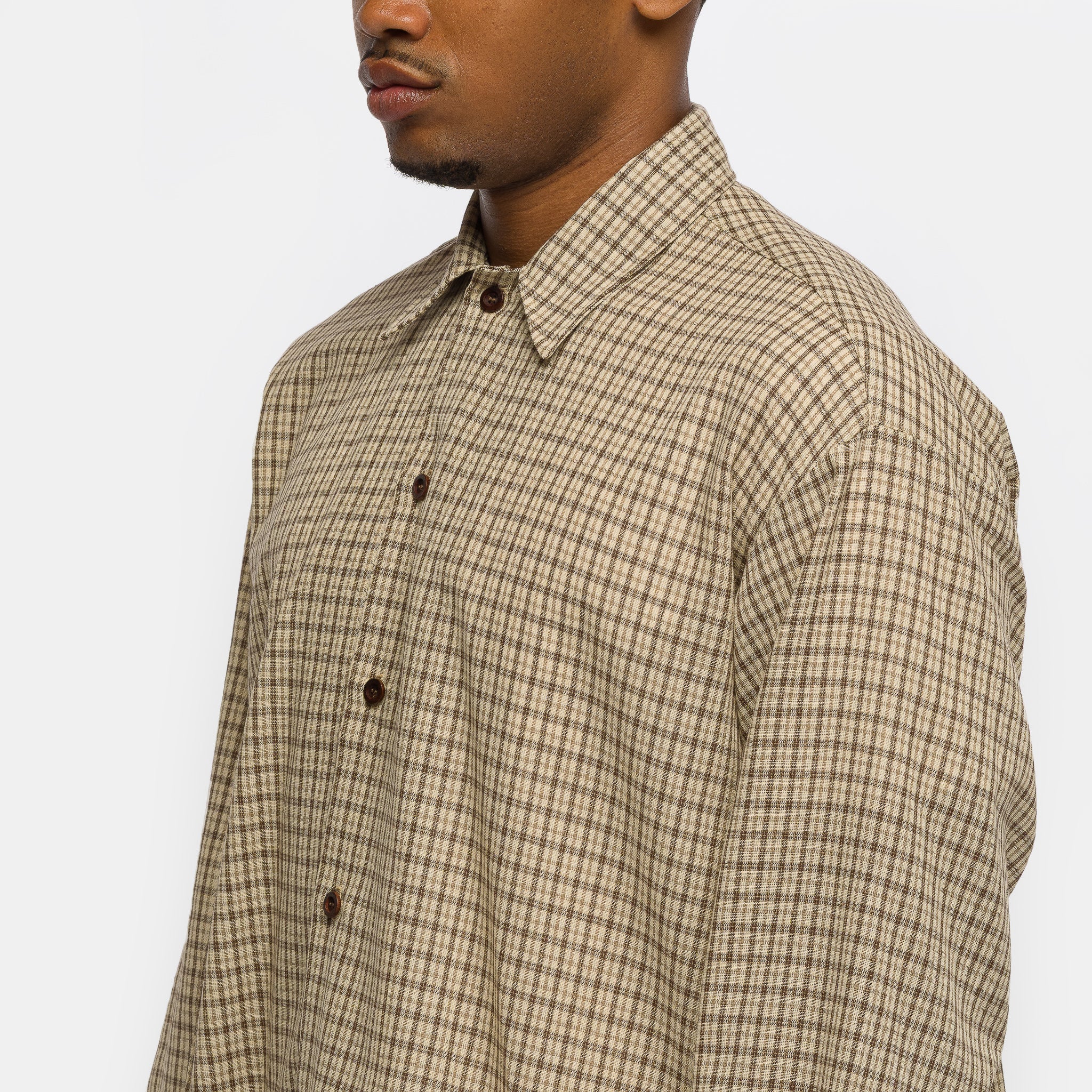 Checkered Boxy Shirt in Cream - Image 4