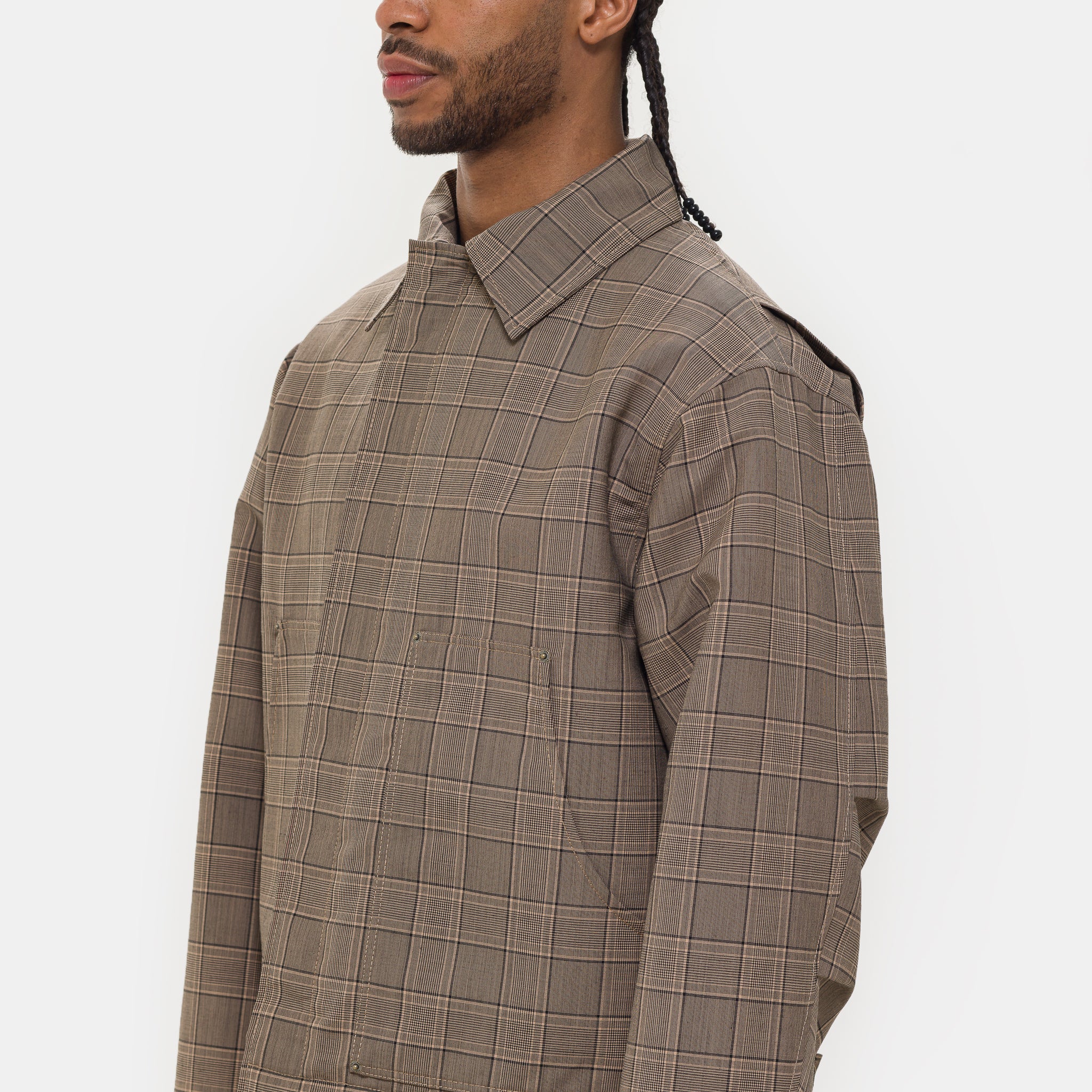 Chore Jacket in Brown Check - Image 4