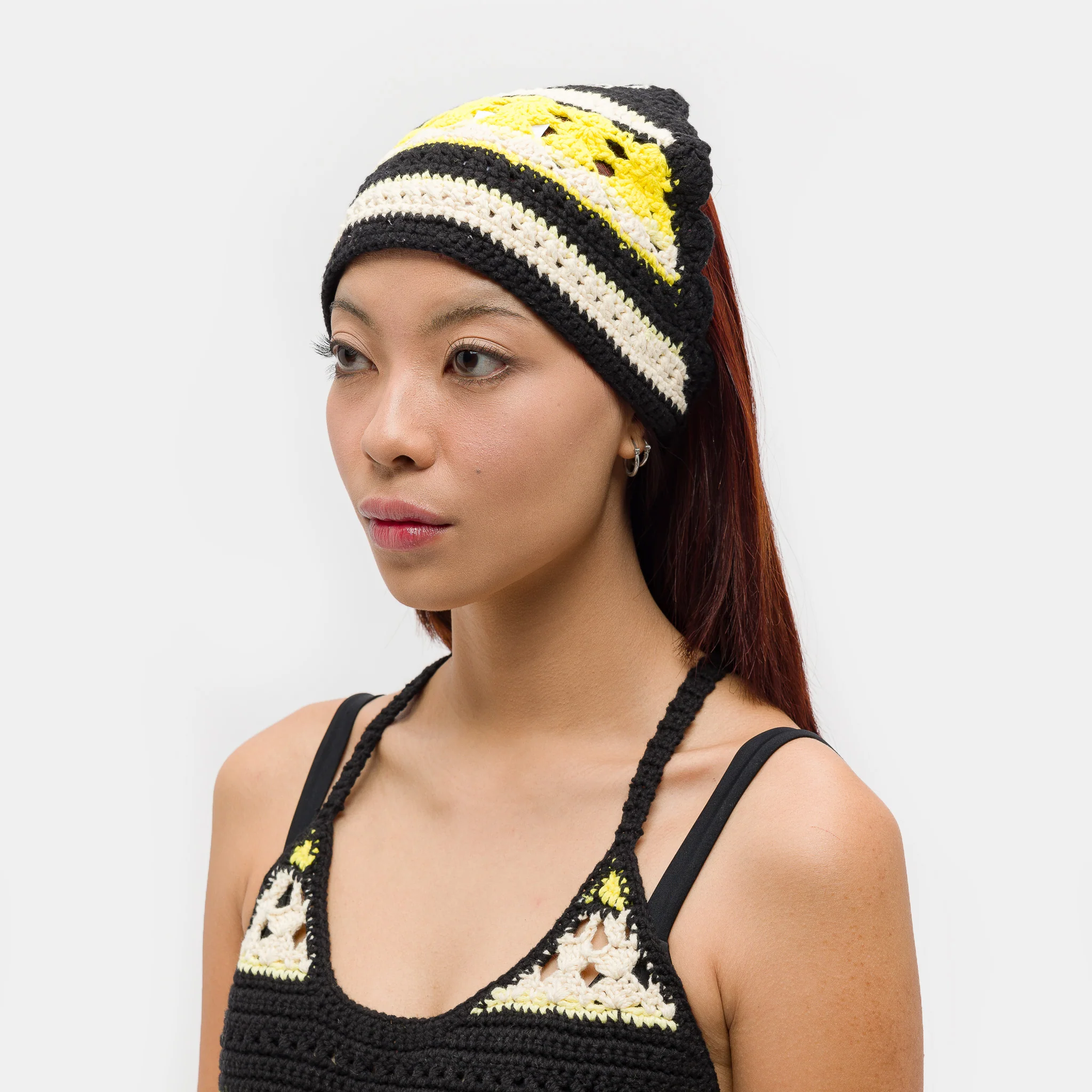 Cotton Crochet Bandana in Golden Kiwi - Image 2