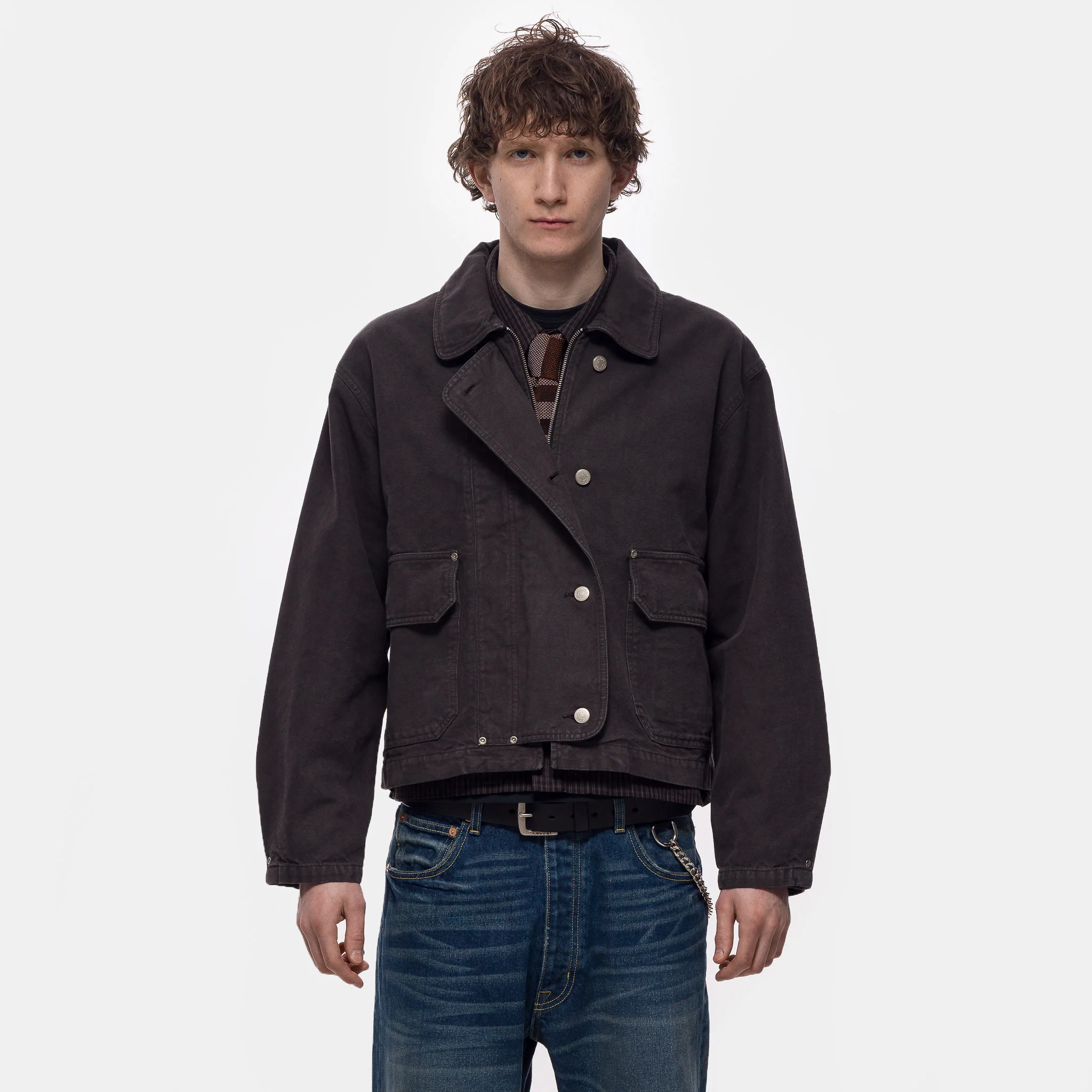 Courier Jacket in Washed Grey Canvas