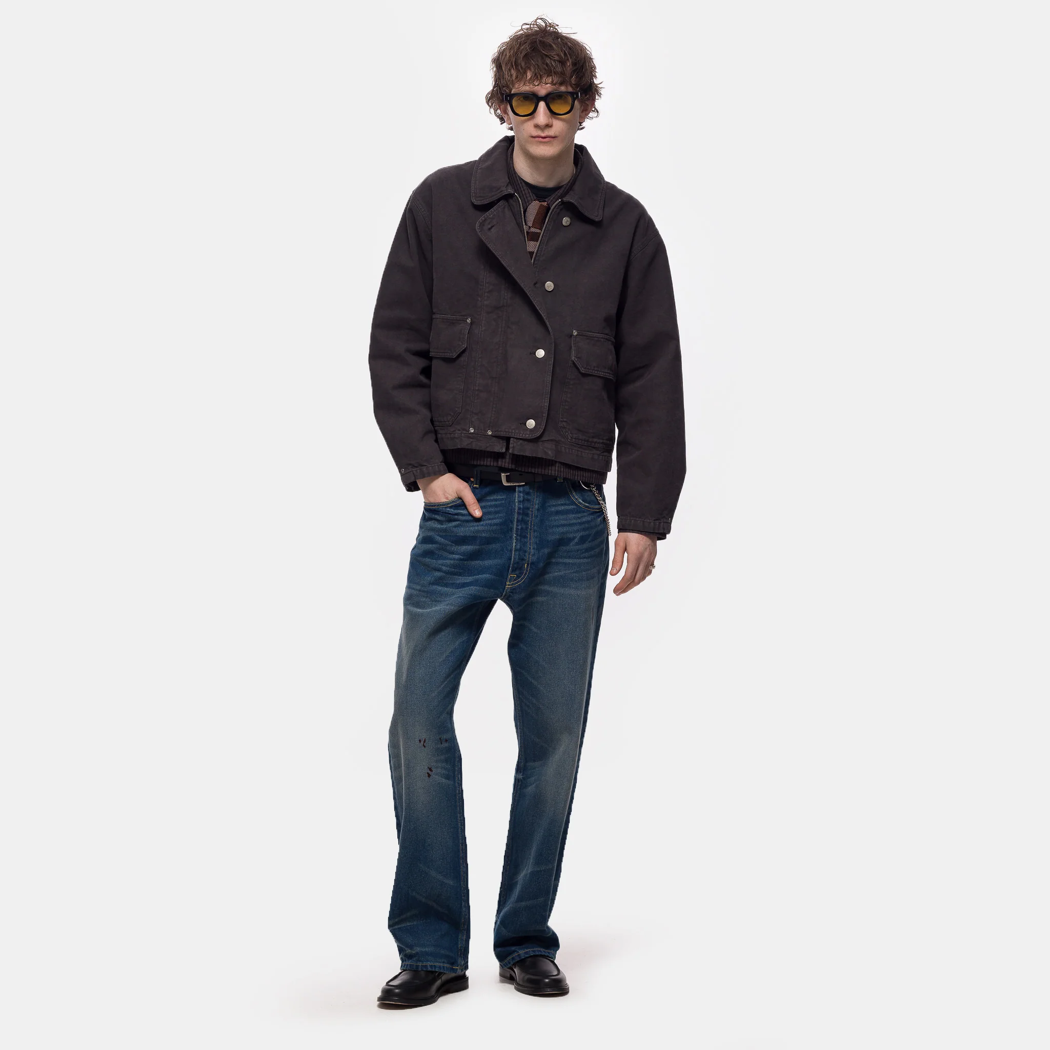 Courier Jacket in Washed Grey Canvas - Image 2