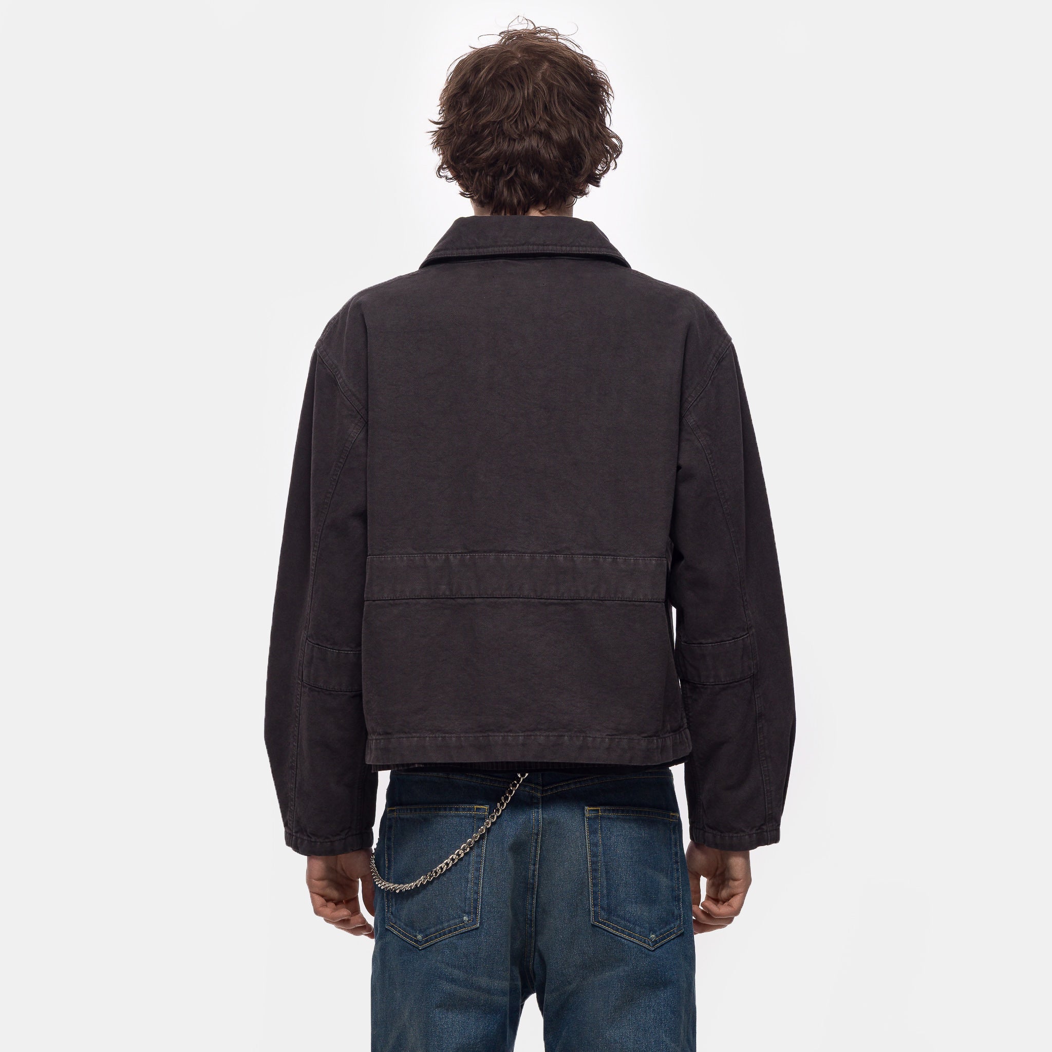 Courier Jacket in Washed Grey Canvas - Image 3