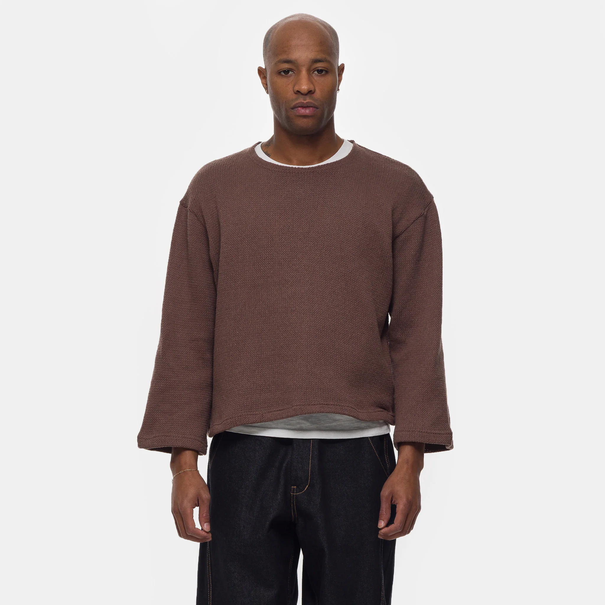 Crochet Boxy Sweater in Brown