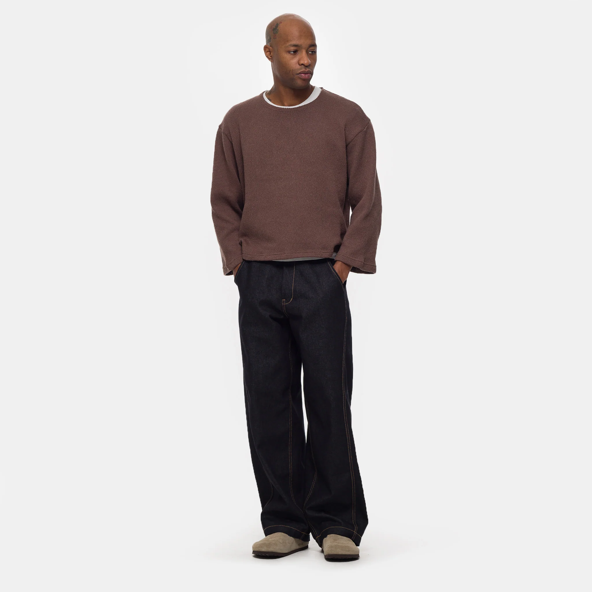 Crochet Boxy Sweater in Brown - Image 2
