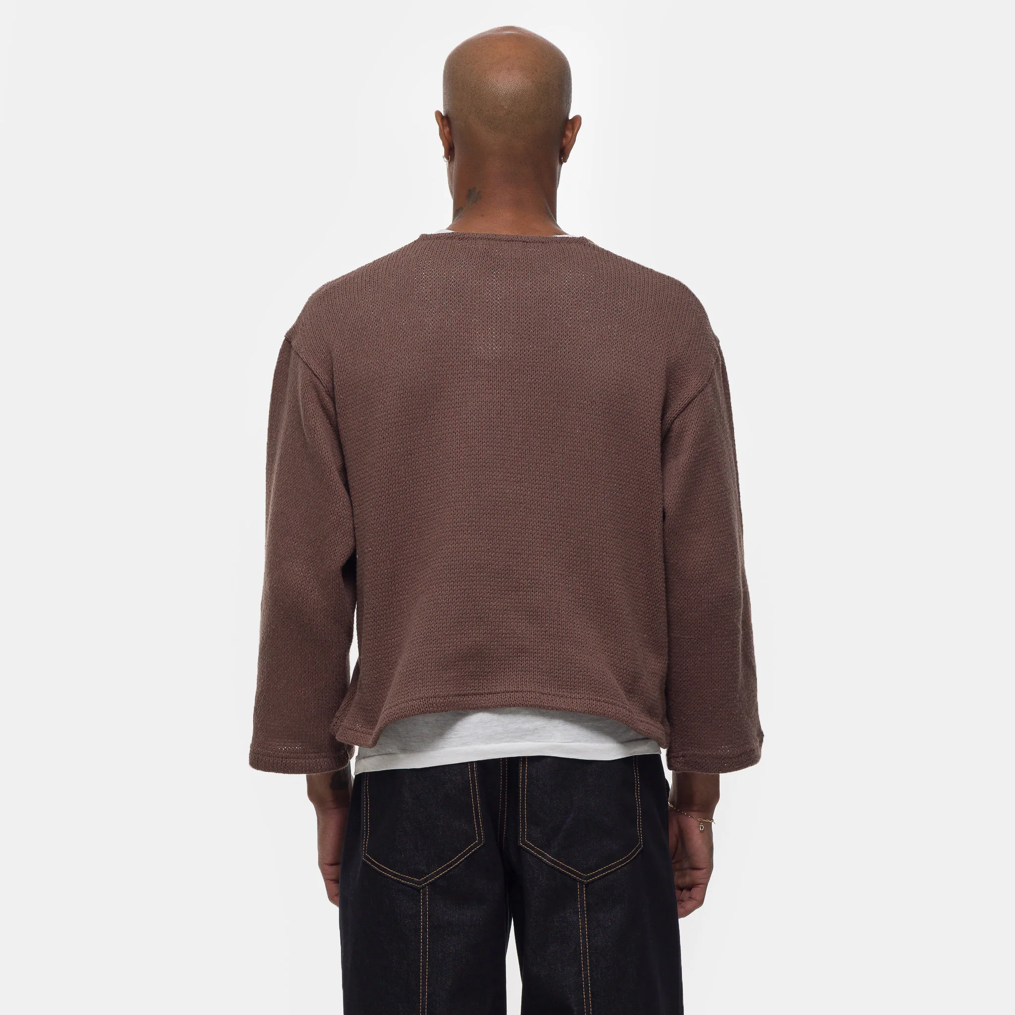 Crochet Boxy Sweater in Brown - Image 3