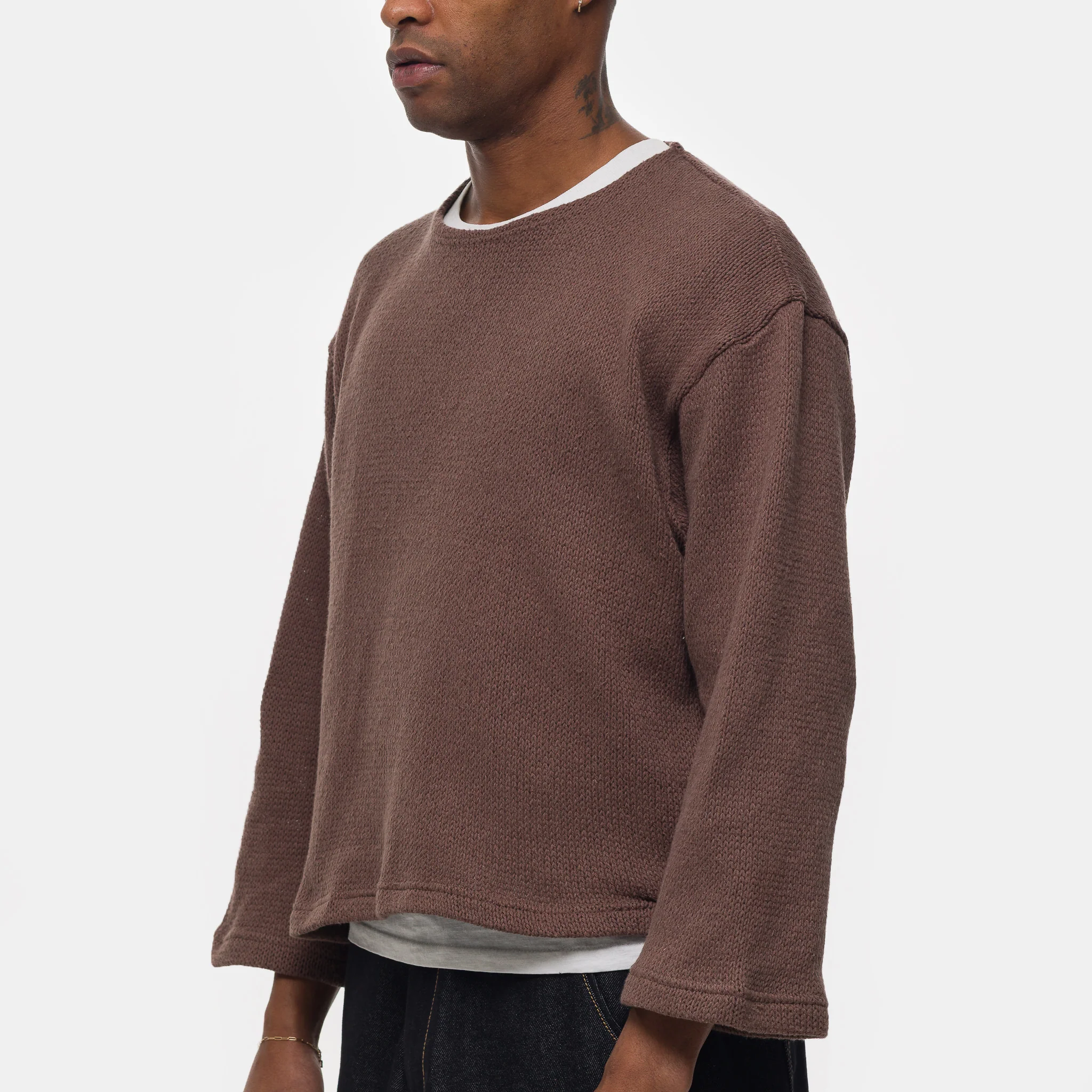Crochet Boxy Sweater in Brown - Image 4