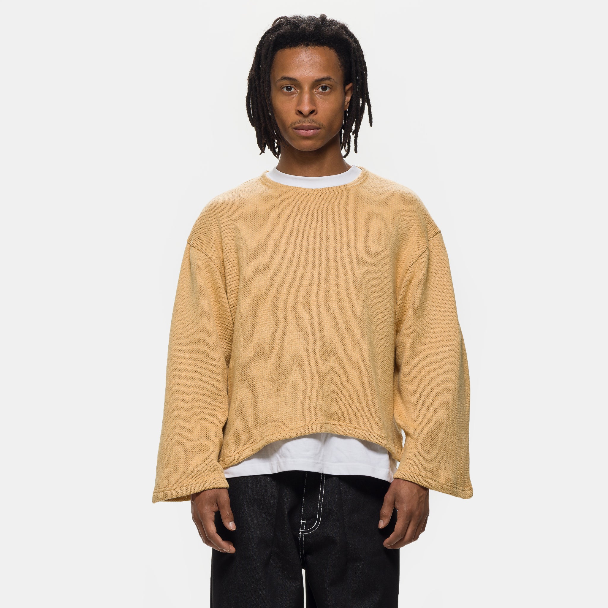 Crochet Boxy Sweater in Yellow