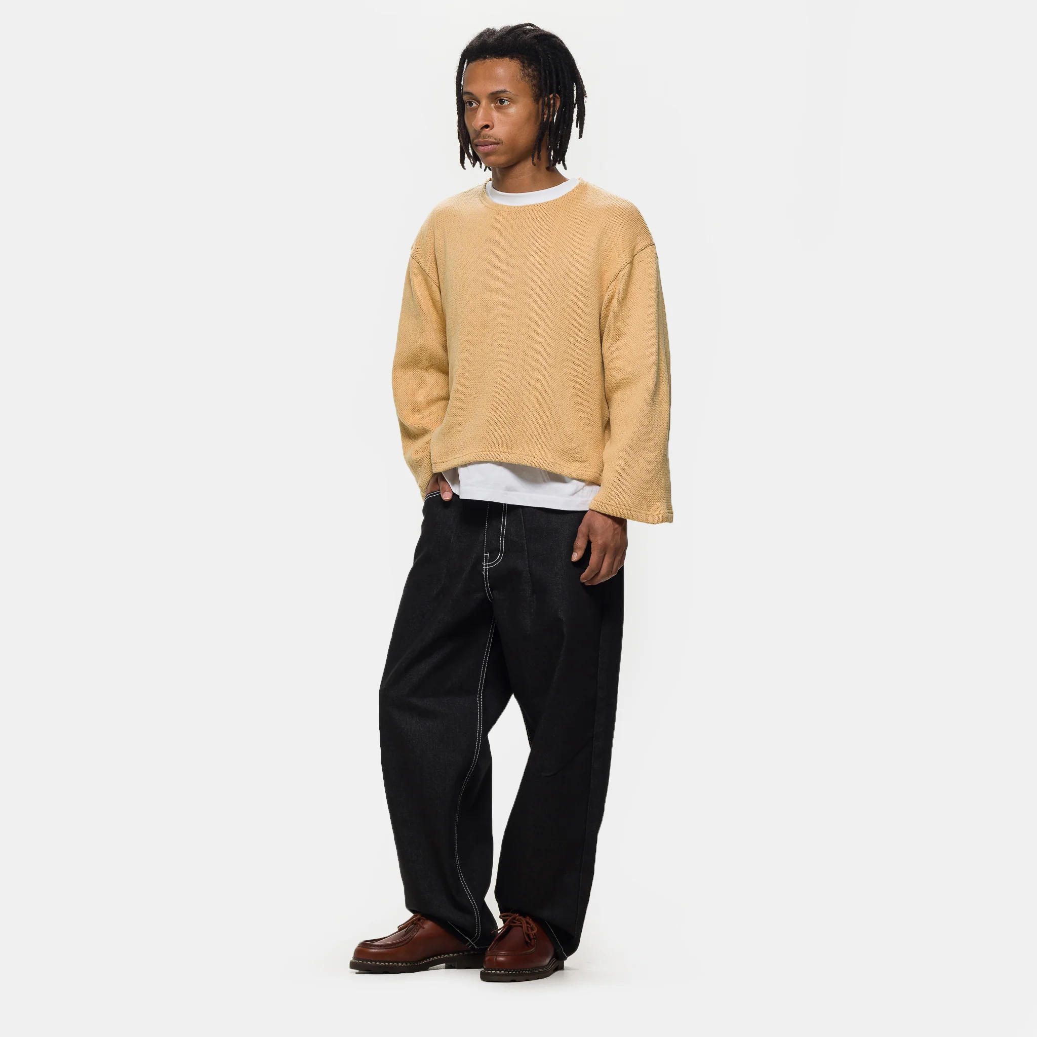 Crochet Boxy Sweater in Yellow - Image 2