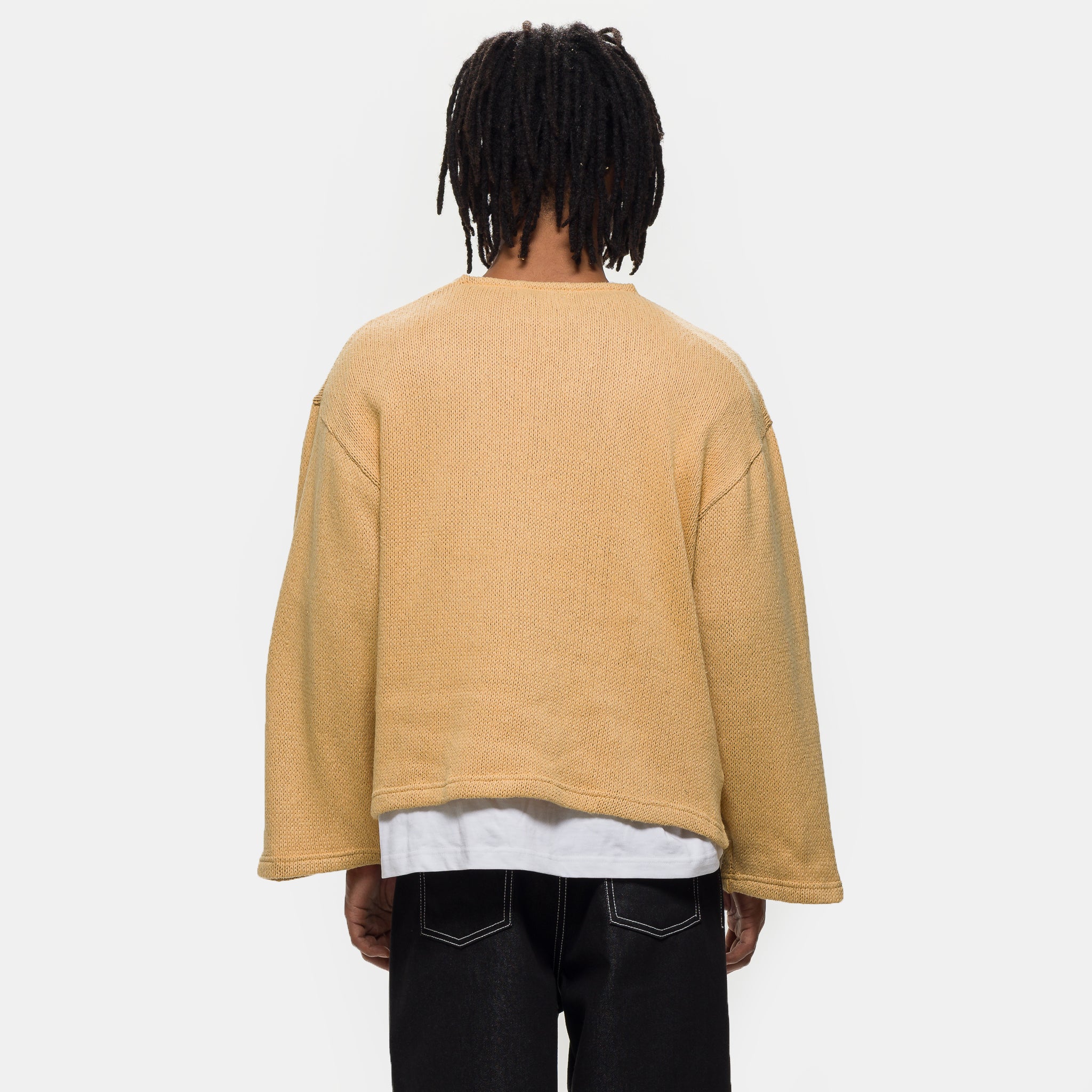 Crochet Boxy Sweater in Yellow - Image 3