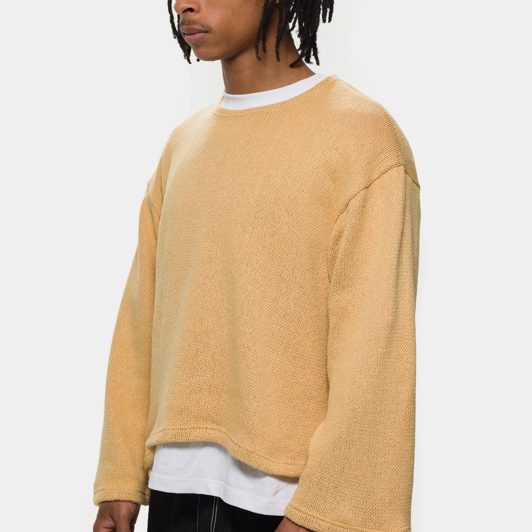 Crochet Boxy Sweater in Yellow - Image 4