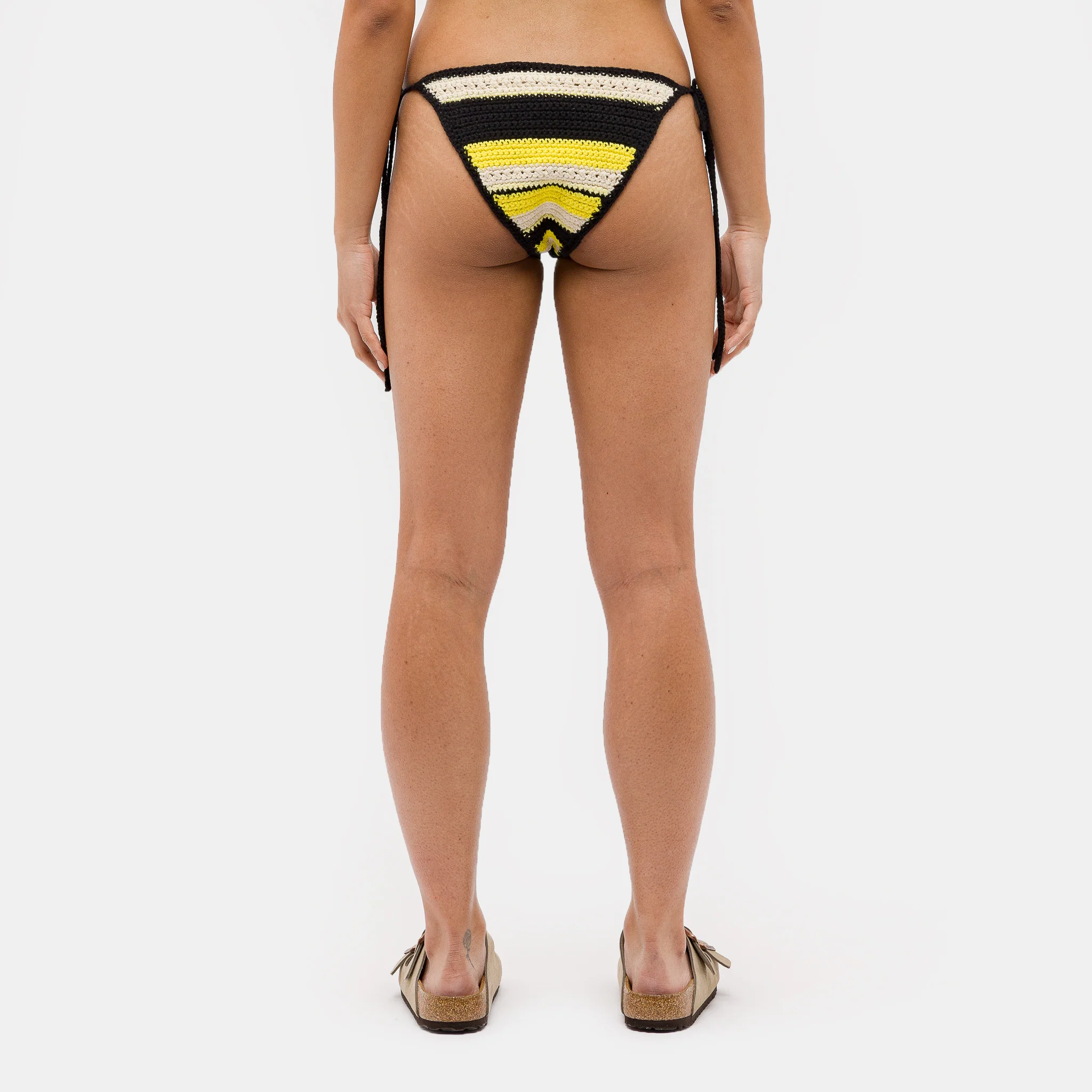Crochet String Bikini Briefs in Golden Kiwi - Image 3