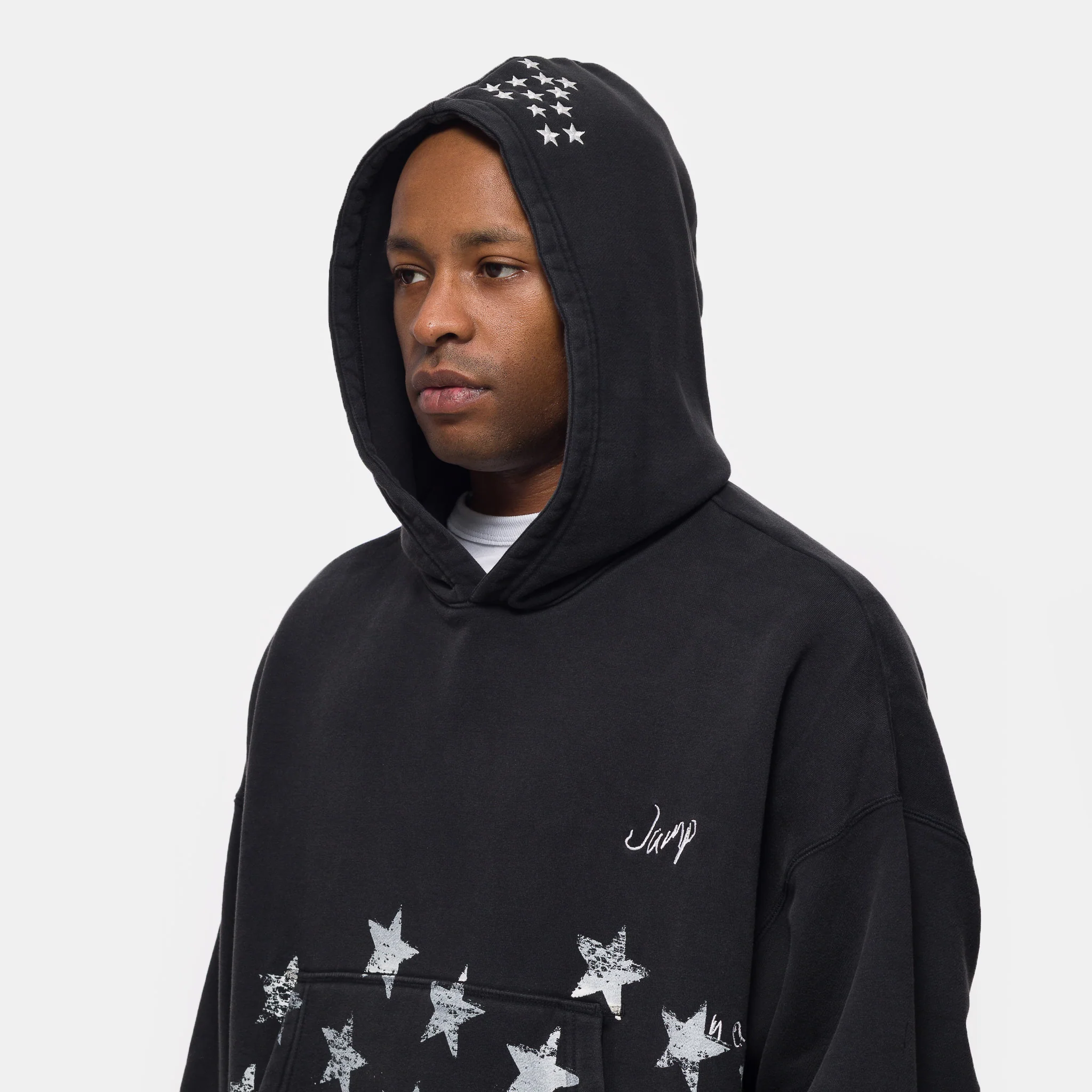Cropped Hoodie in Black/Ivory - Image 4