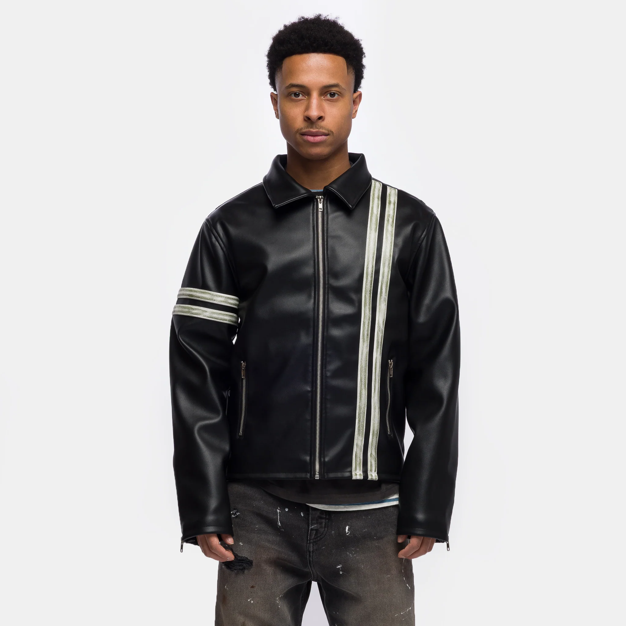 Customs Leather Jacket in Black