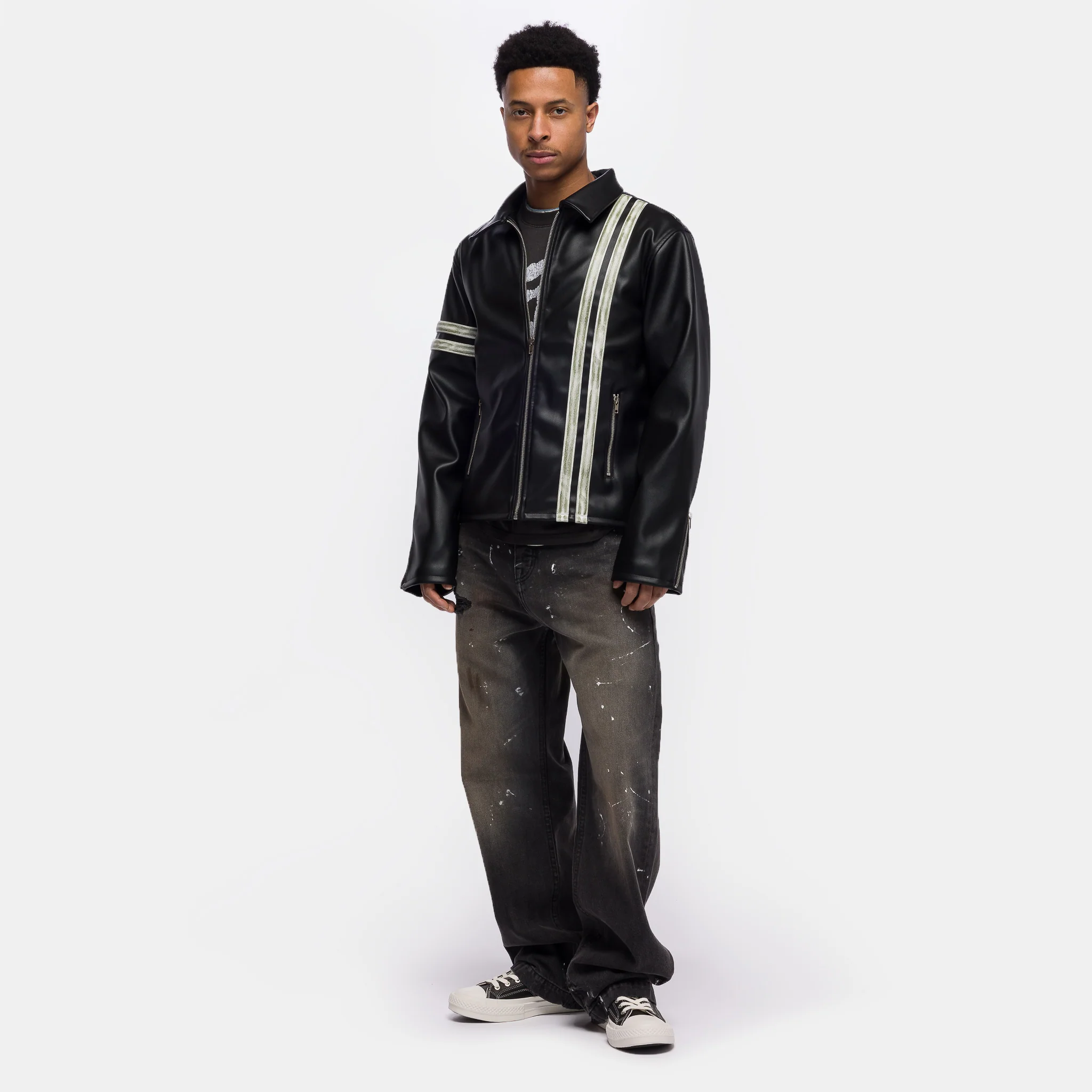 Customs Leather Jacket in Black - Image 2