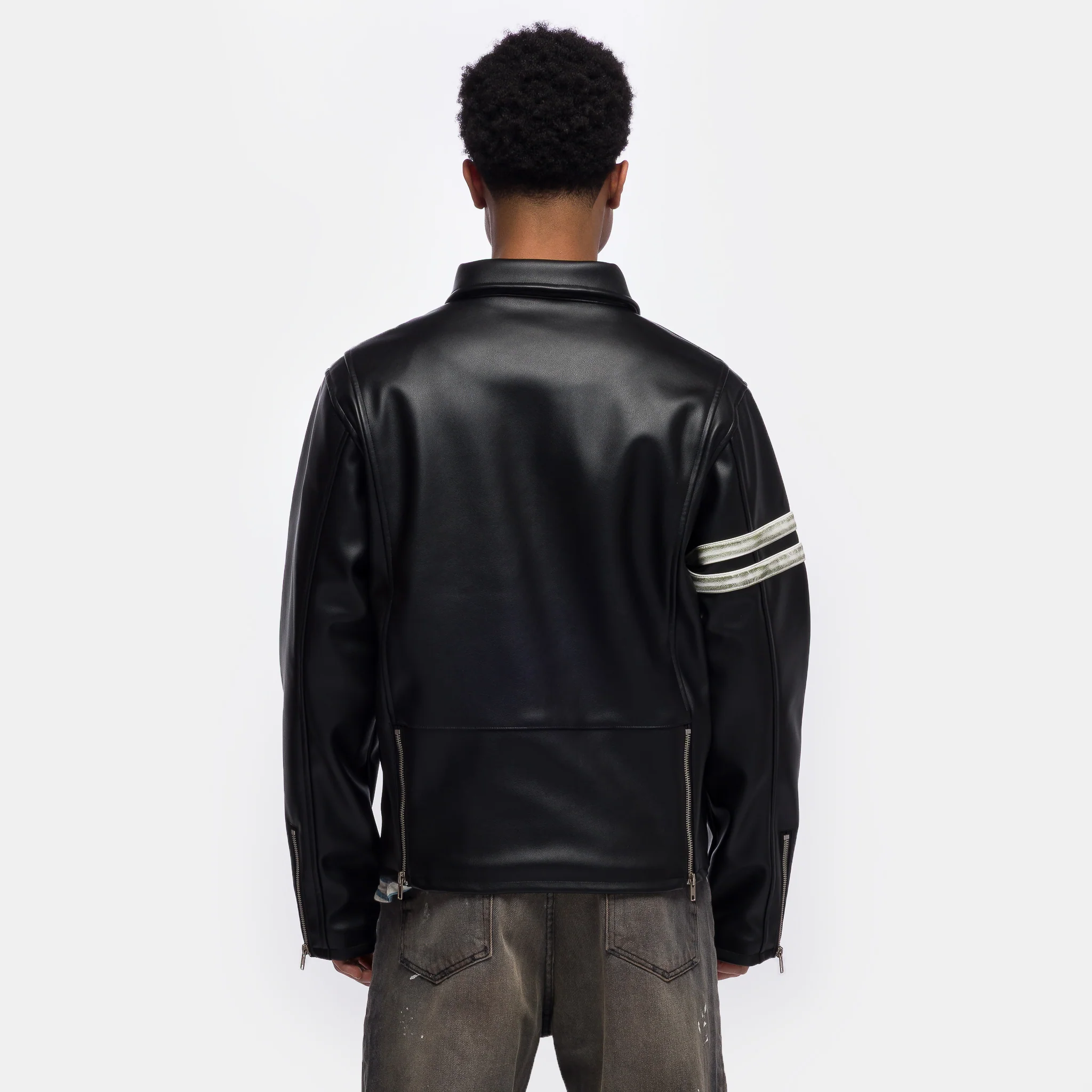 Customs Leather Jacket in Black - Image 3