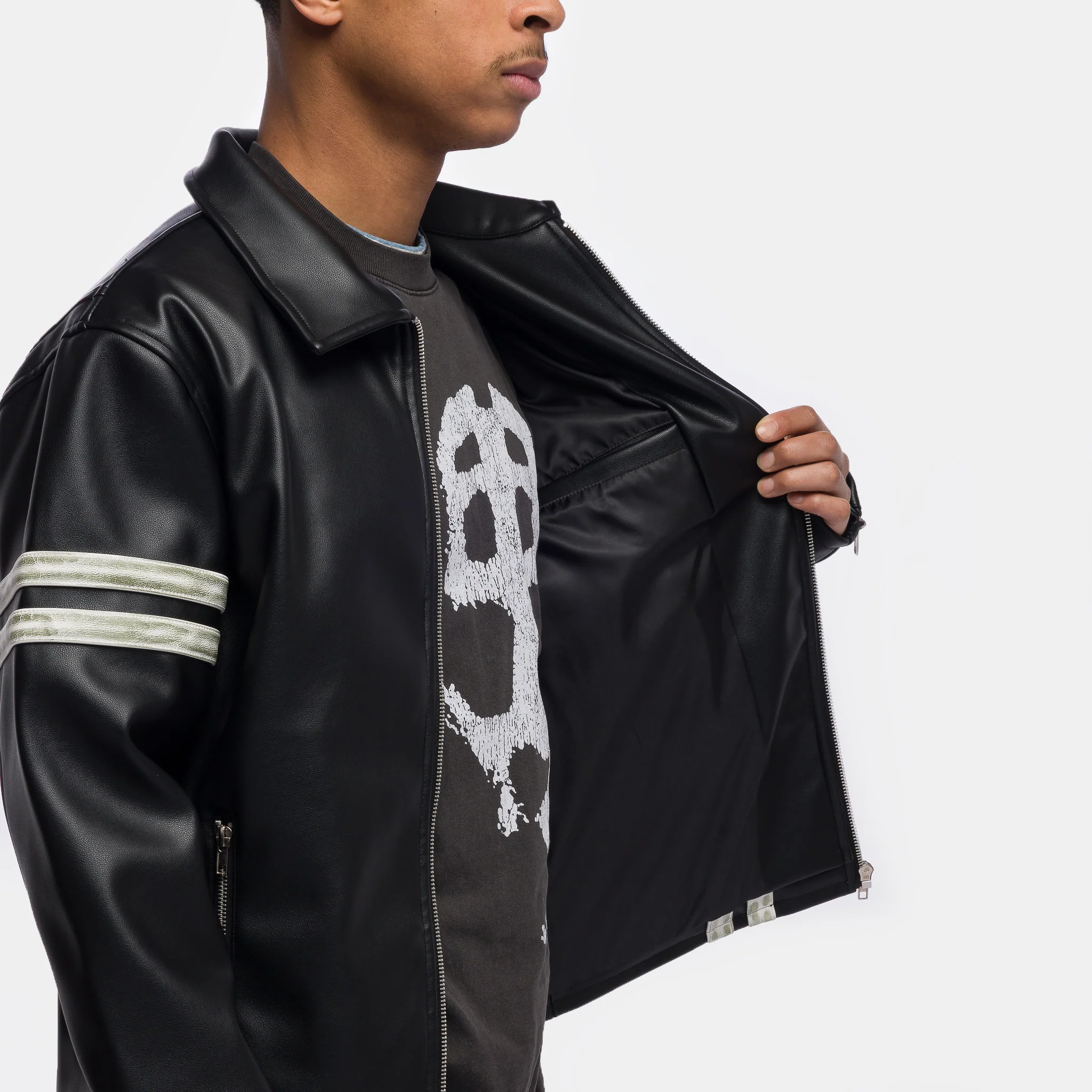 Customs Leather Jacket in Black - Image 5