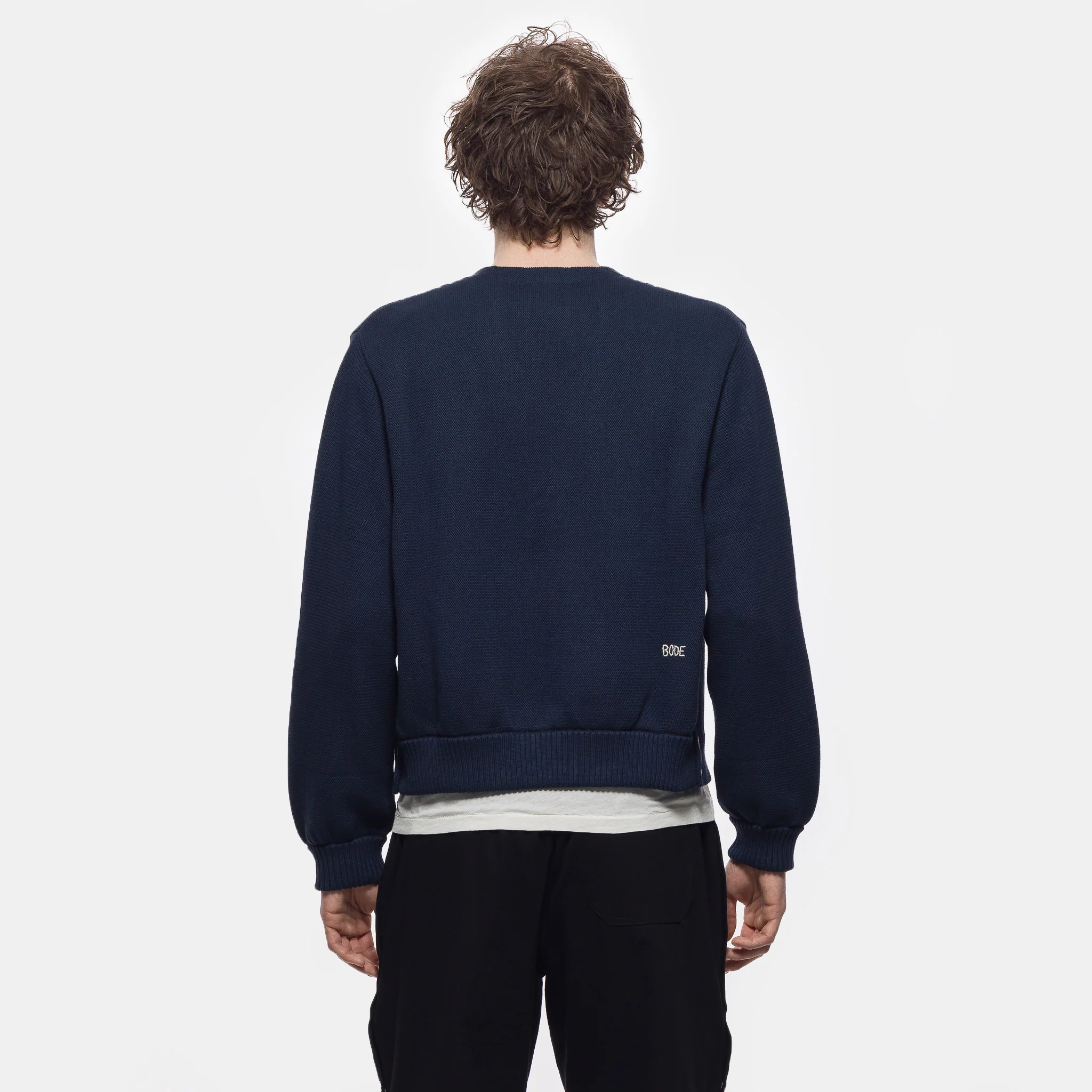Double Breasted Cardigan in Navy - Image 4