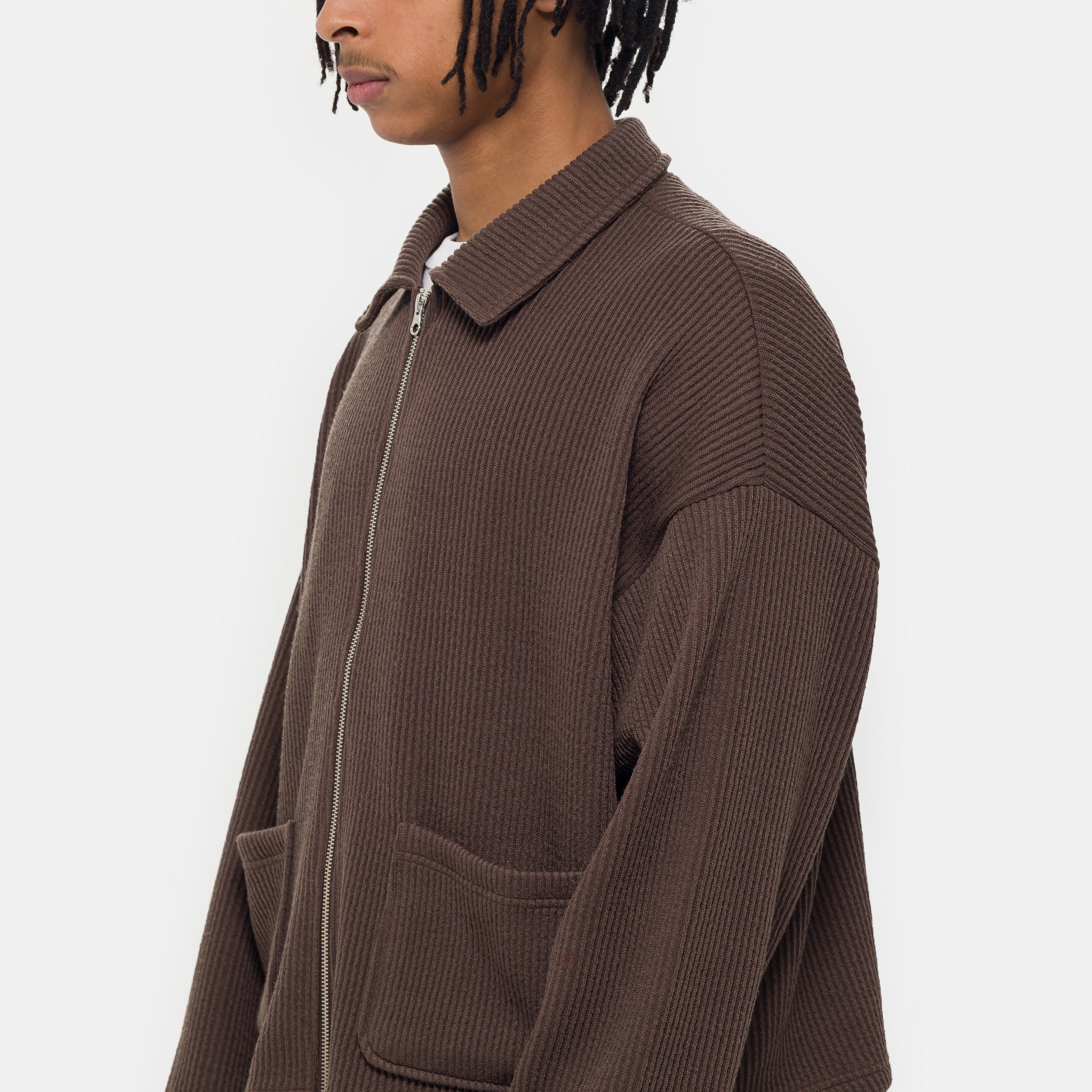 Double-Zip Pocket Sweater in Brown - Image 4