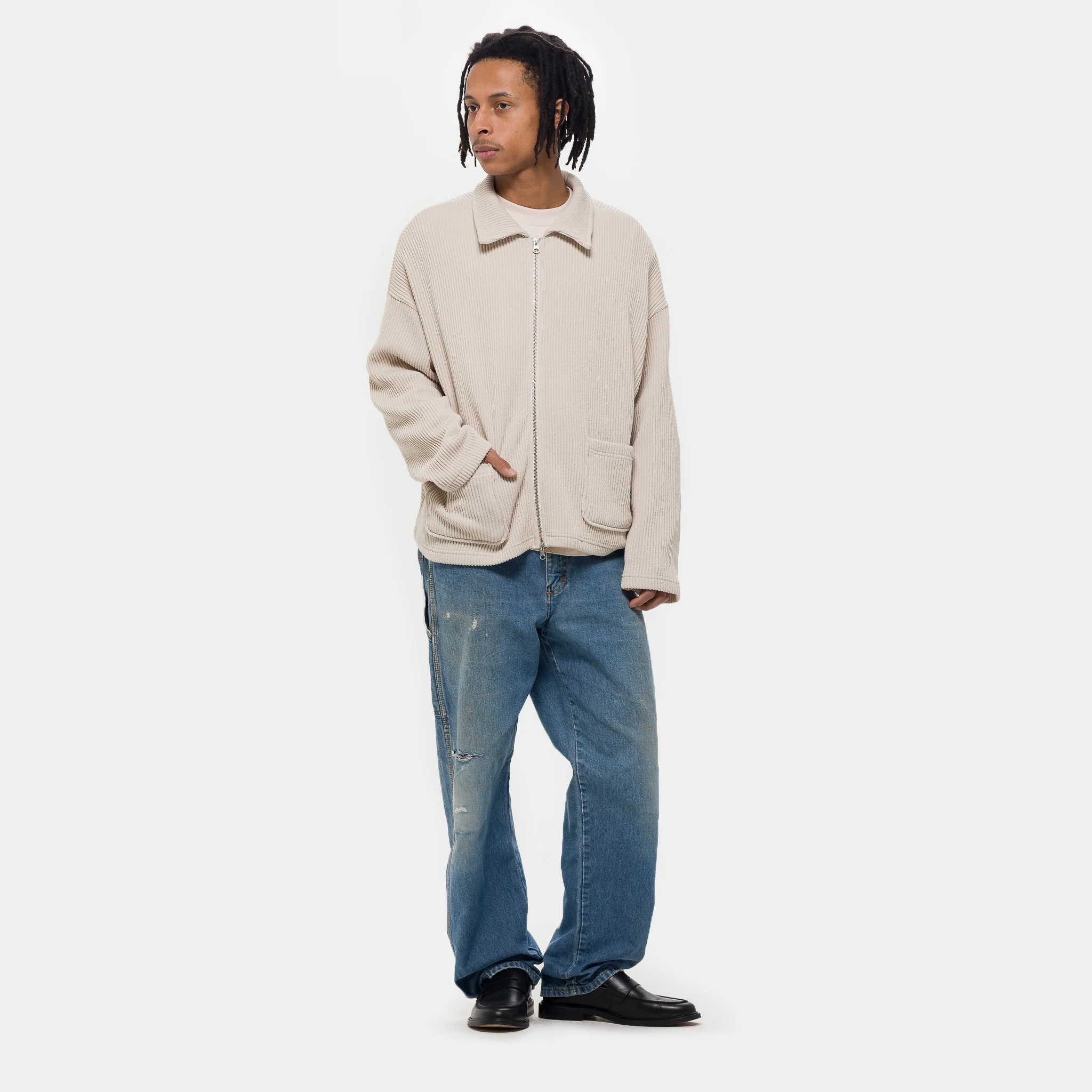 Double-Zip Pocket Sweater in Ivory - Image 2
