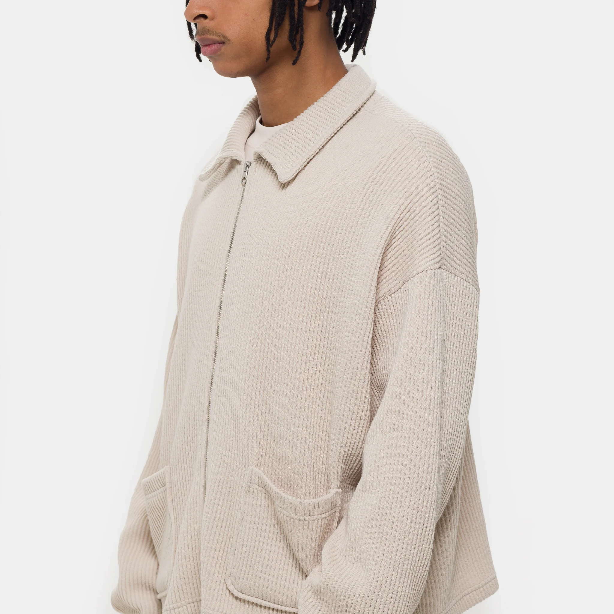 Double-Zip Pocket Sweater in Ivory - Image 4