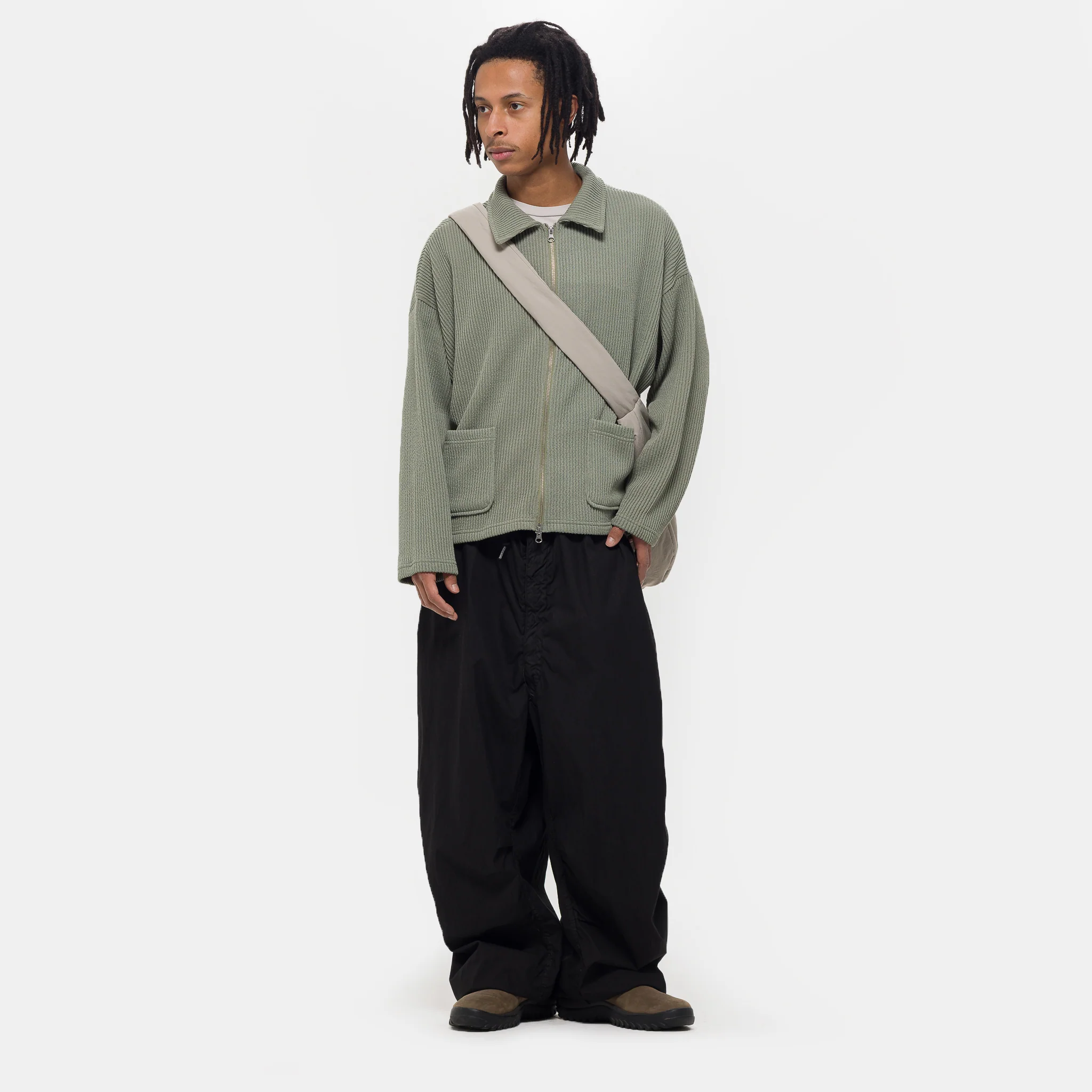Double-Zip Pocket Sweater in Sage - Image 2