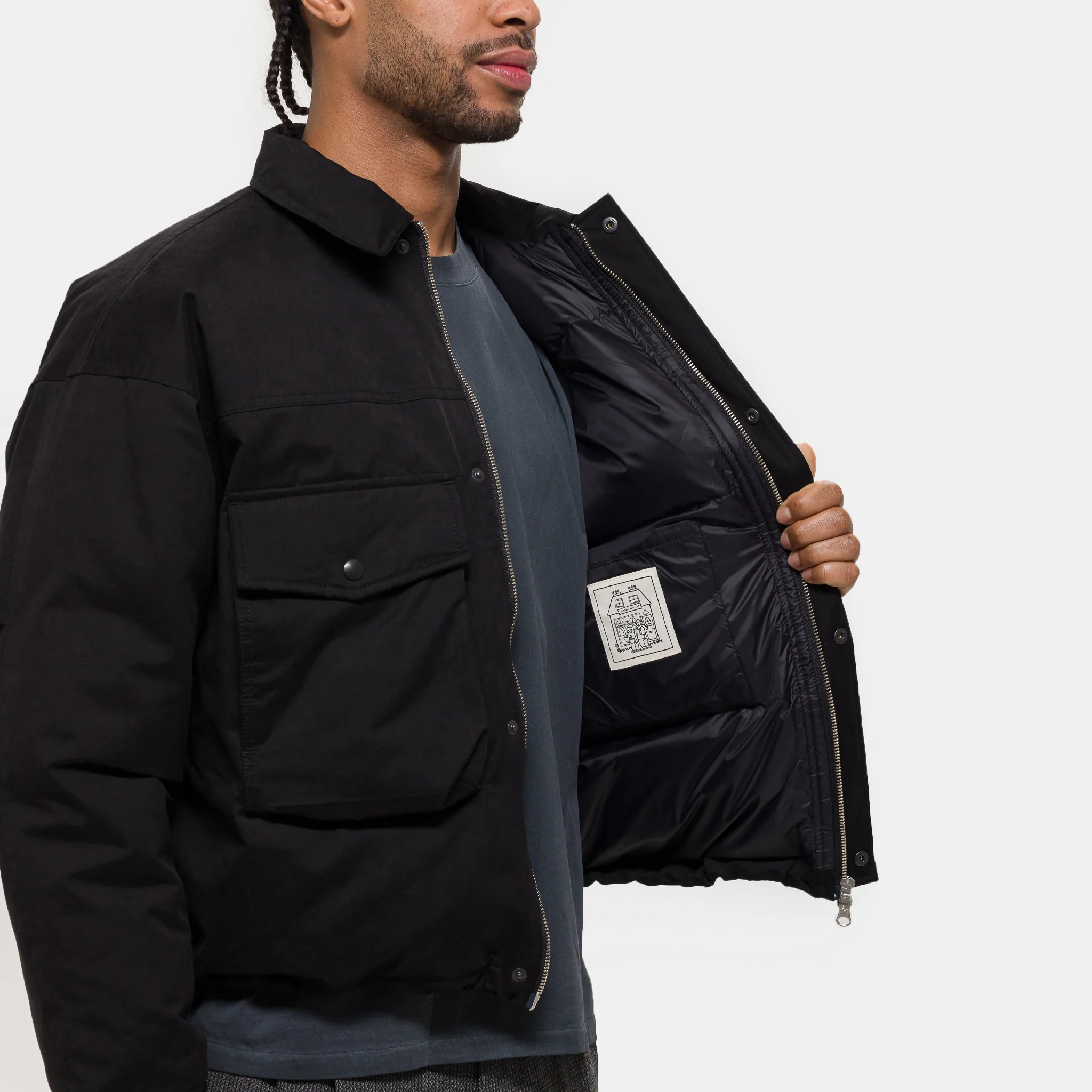 Down Pocket Jacket in Black - Image 5