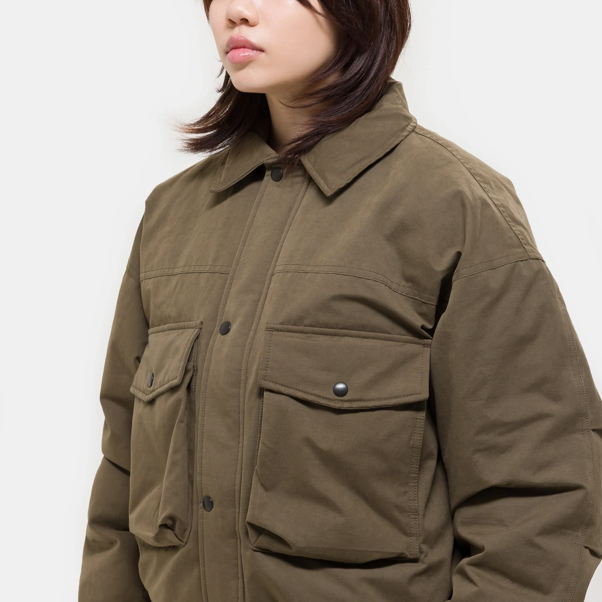 Down Pocket Jacket in Khaki - Image 4