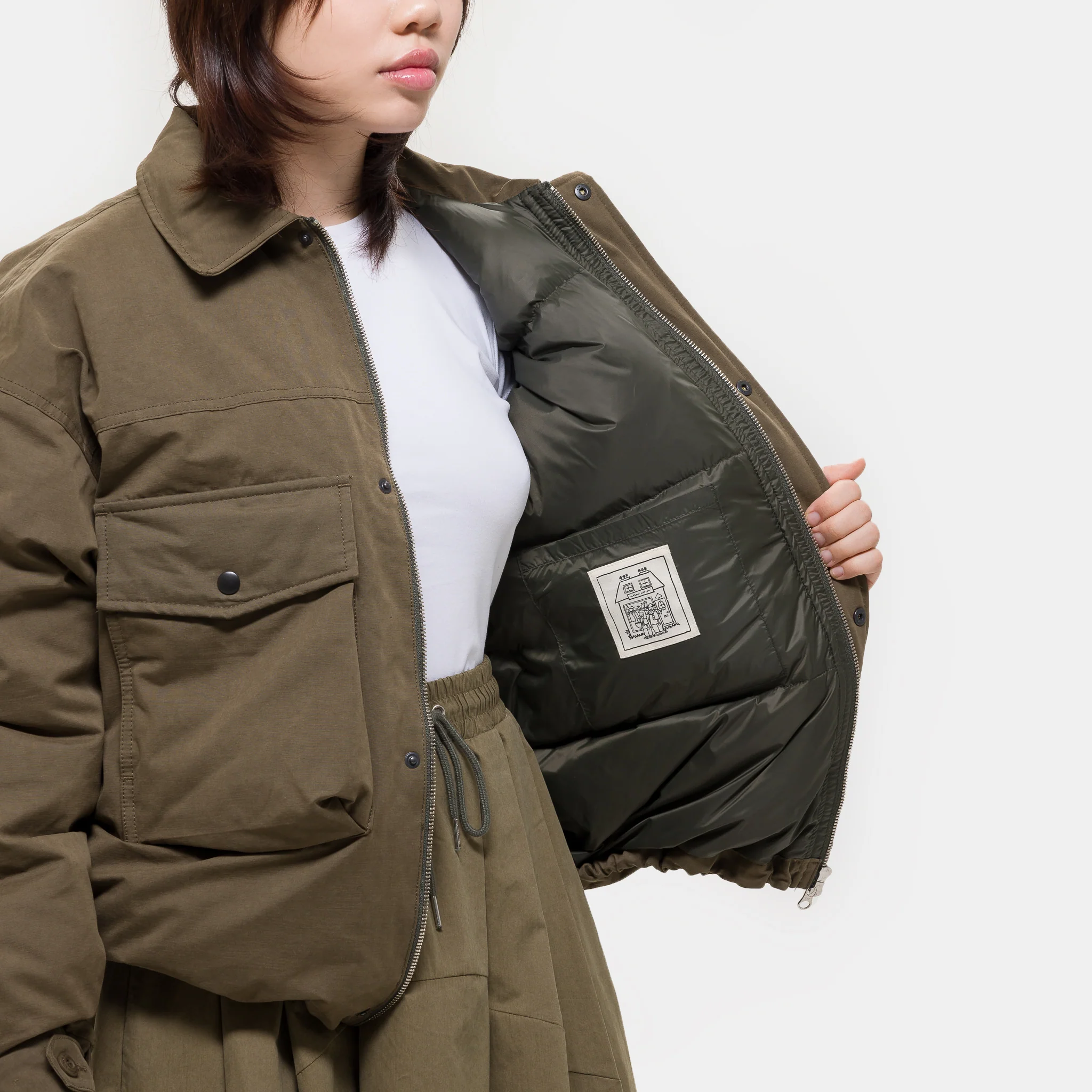 Down Pocket Jacket in Khaki - Image 5