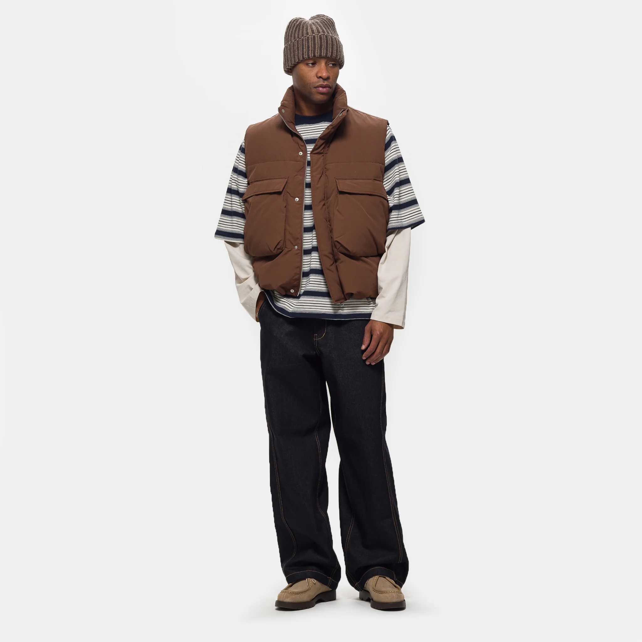 Down Puffer Vest in Dark Brown - Image 2
