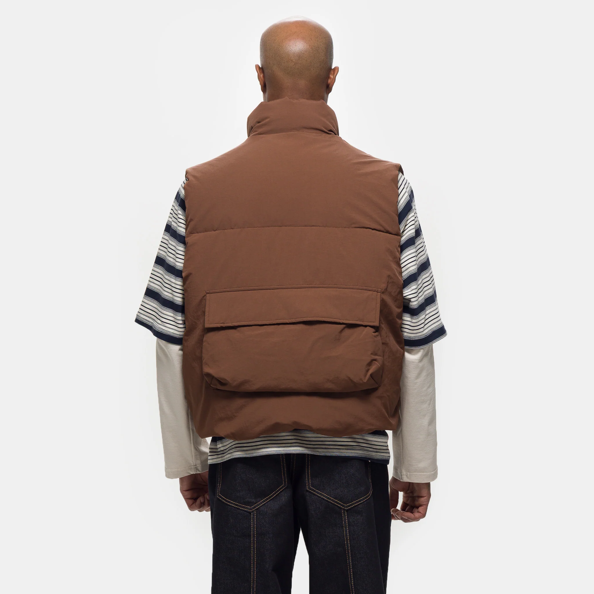 Down Puffer Vest in Dark Brown - Image 3