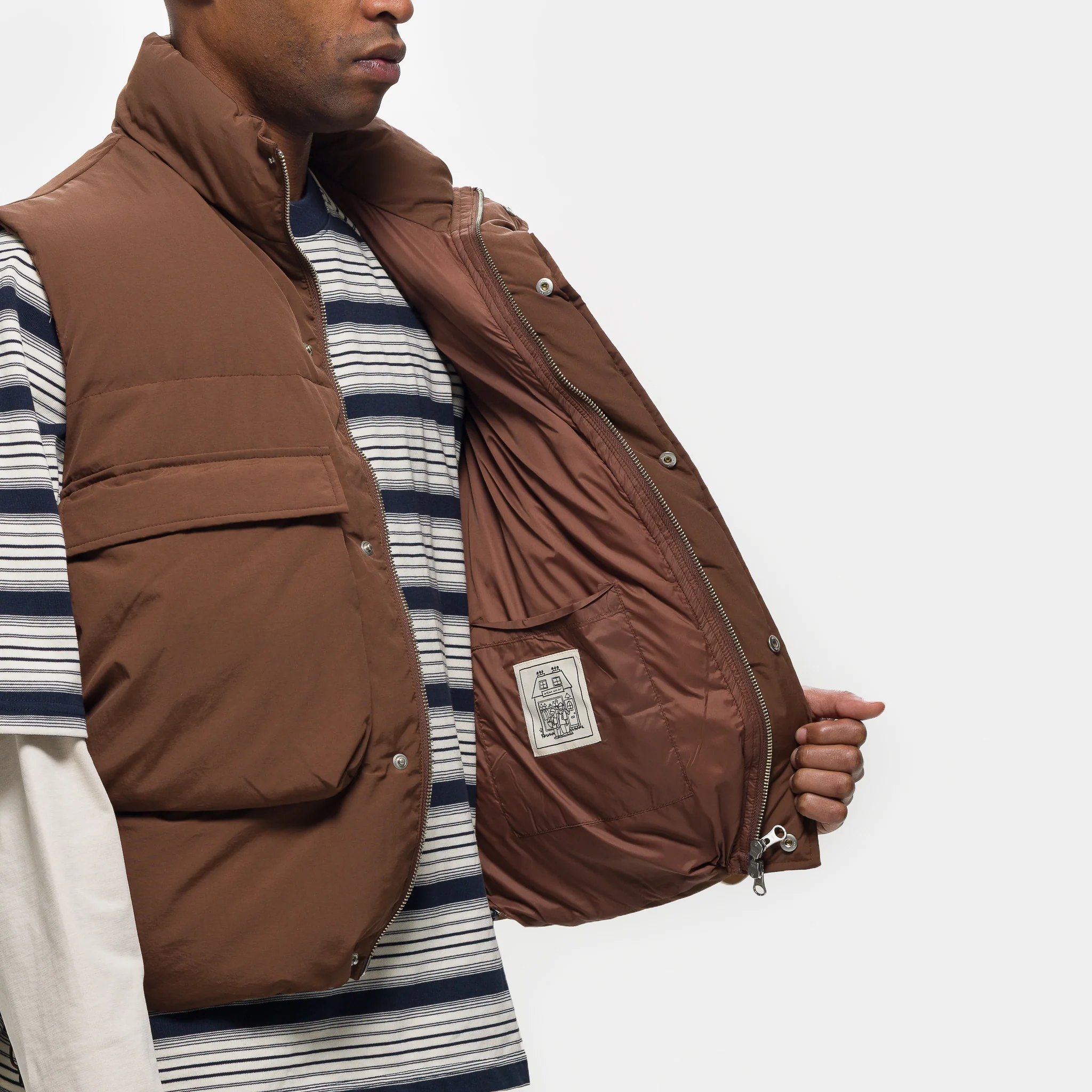 Down Puffer Vest in Dark Brown - Image 5