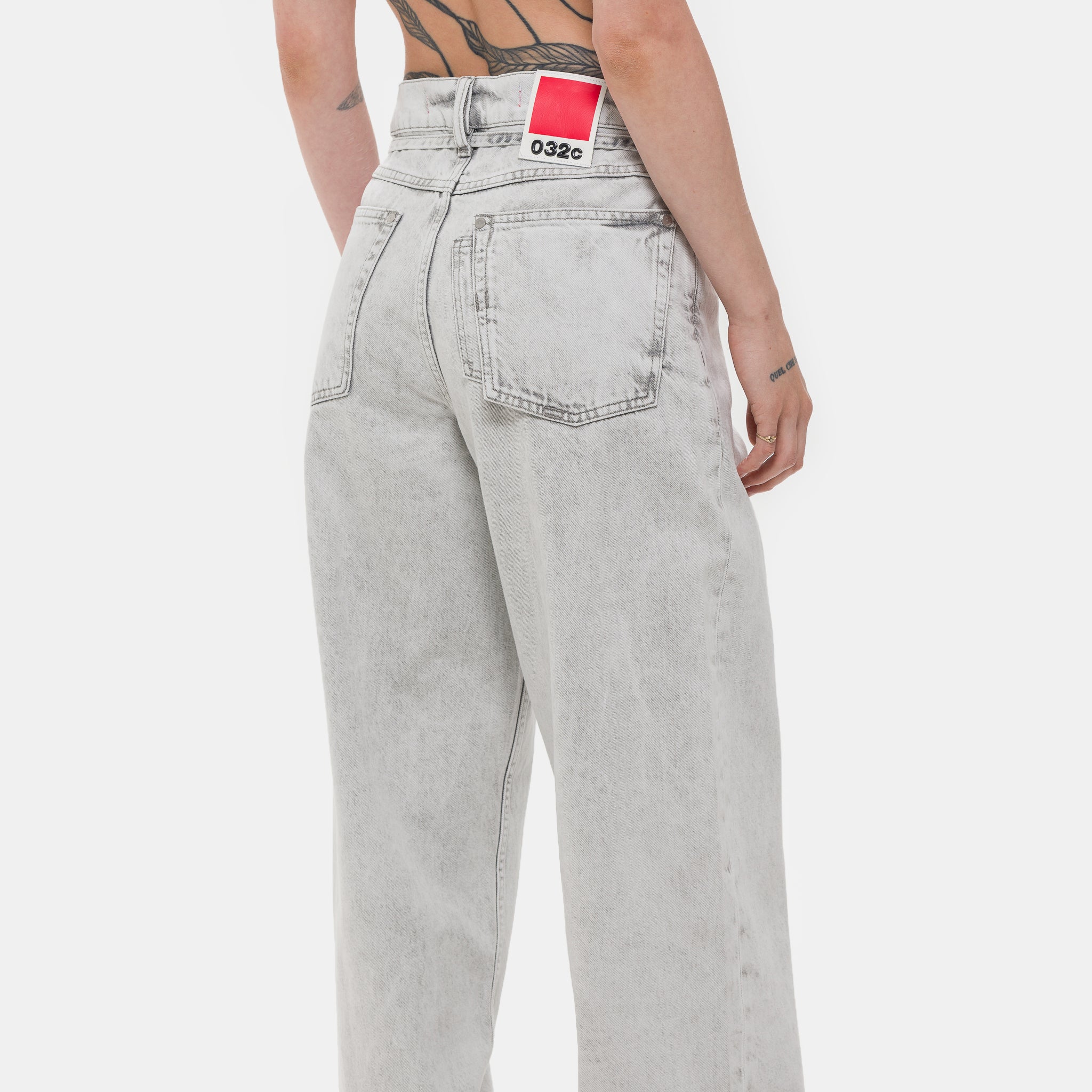 Down To Earth Wide Leg Jean in Washed Grey/White - Image 5