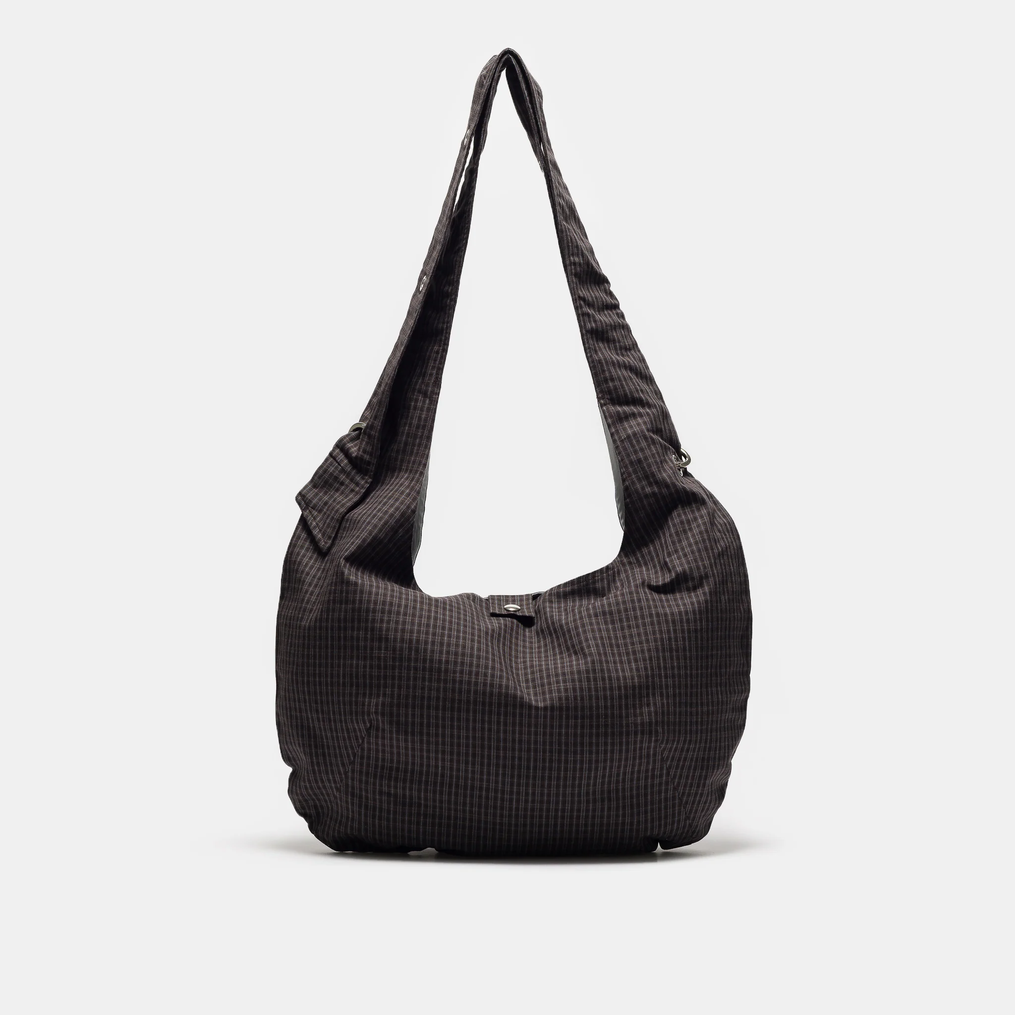 Eyelet Shoulder Bag in Dark Linen Check
