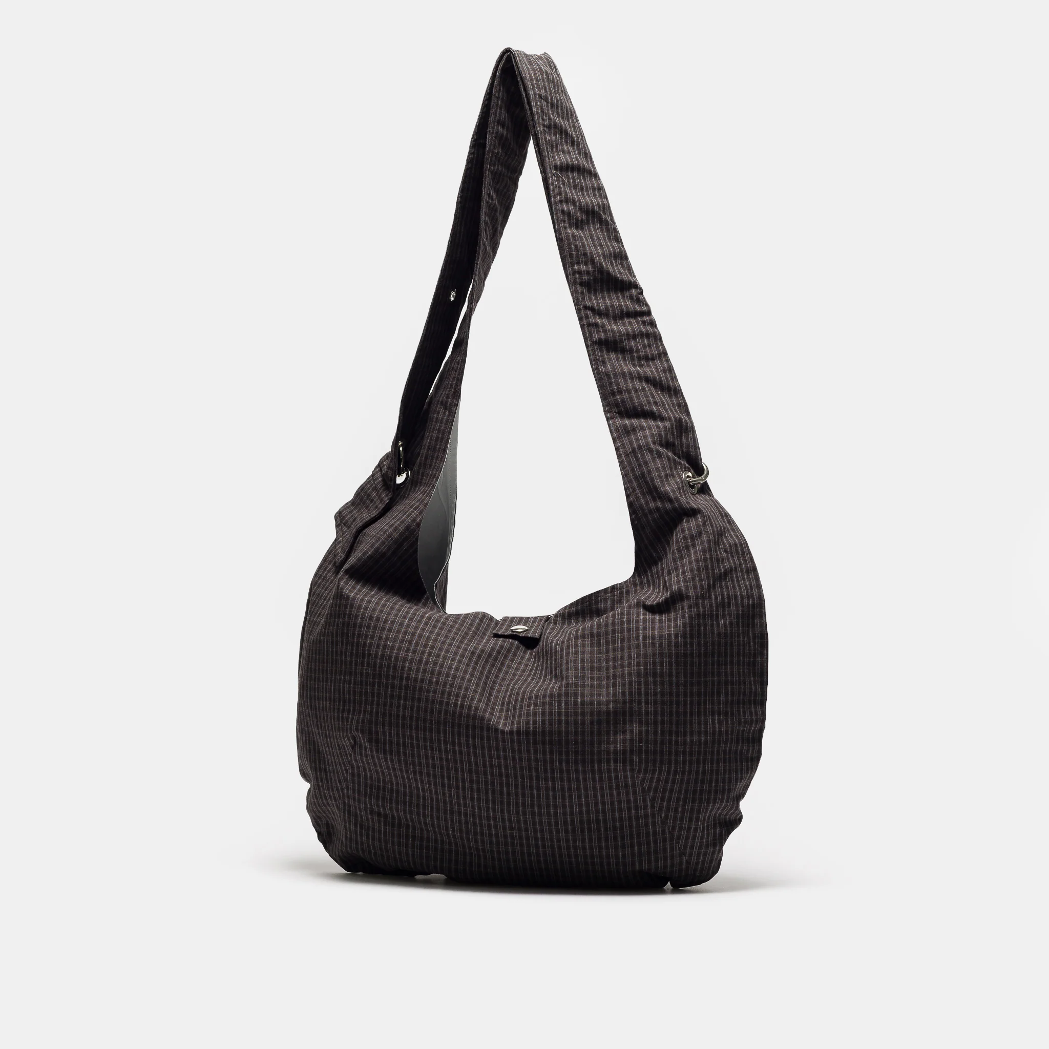 Eyelet Shoulder Bag in Dark Linen Check - Image 2