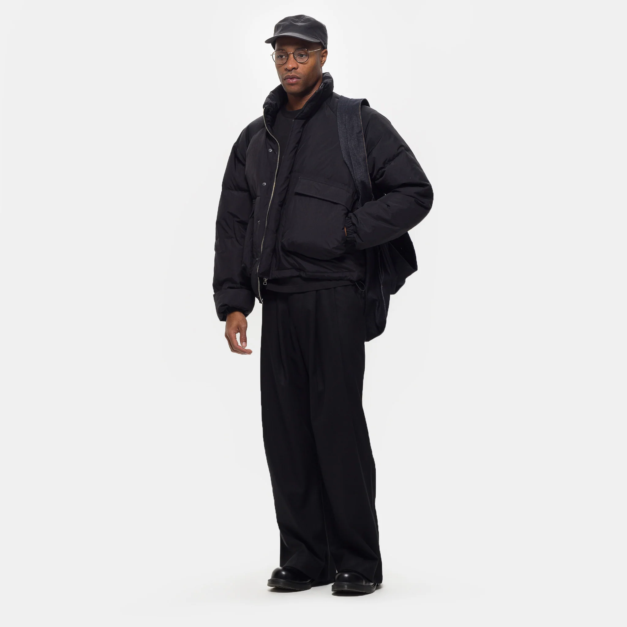 Heavyweight Pintuck Maxi Trouser in Black - Image 2