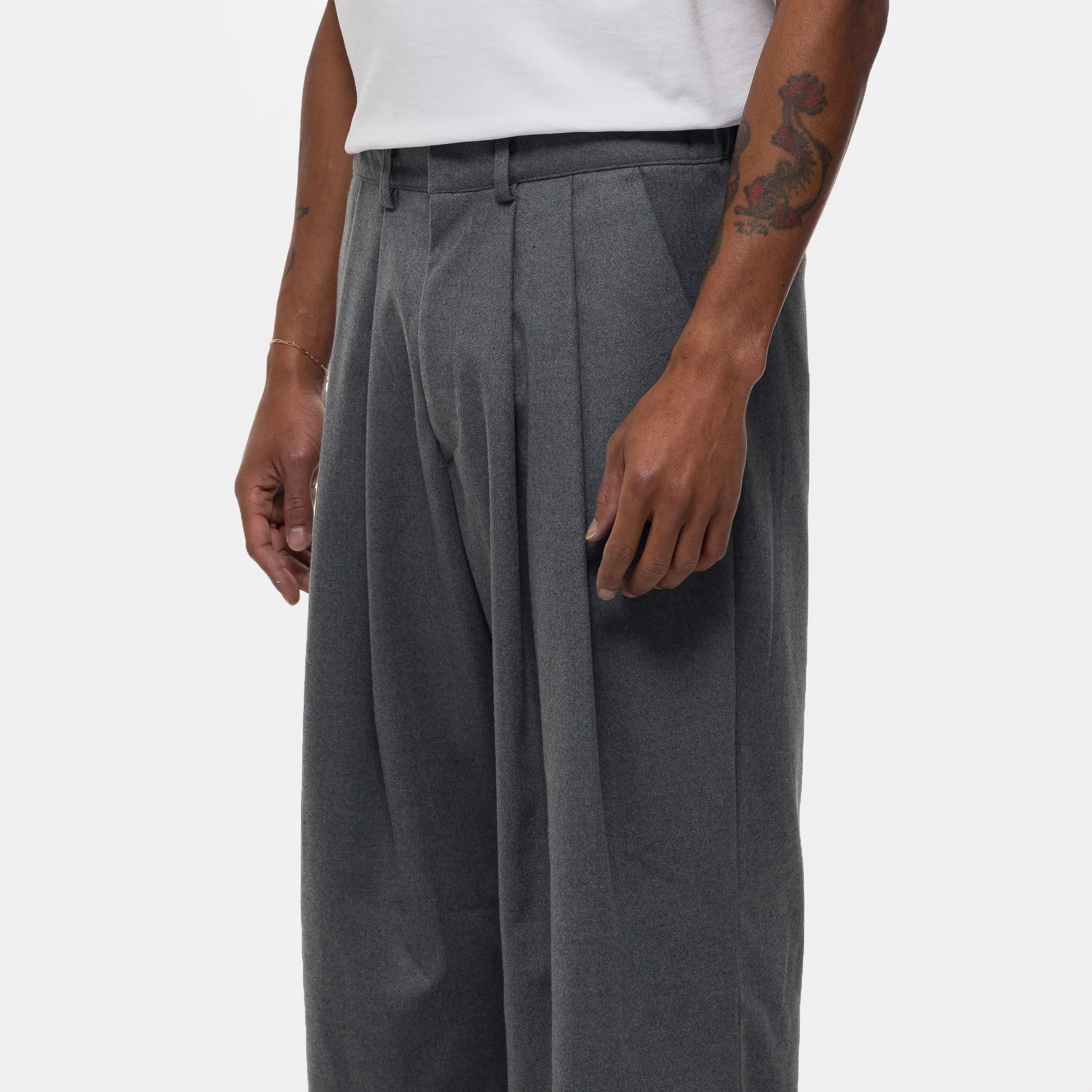 Heavyweight Pintuck Maxi Trouser in Grey - Image 4
