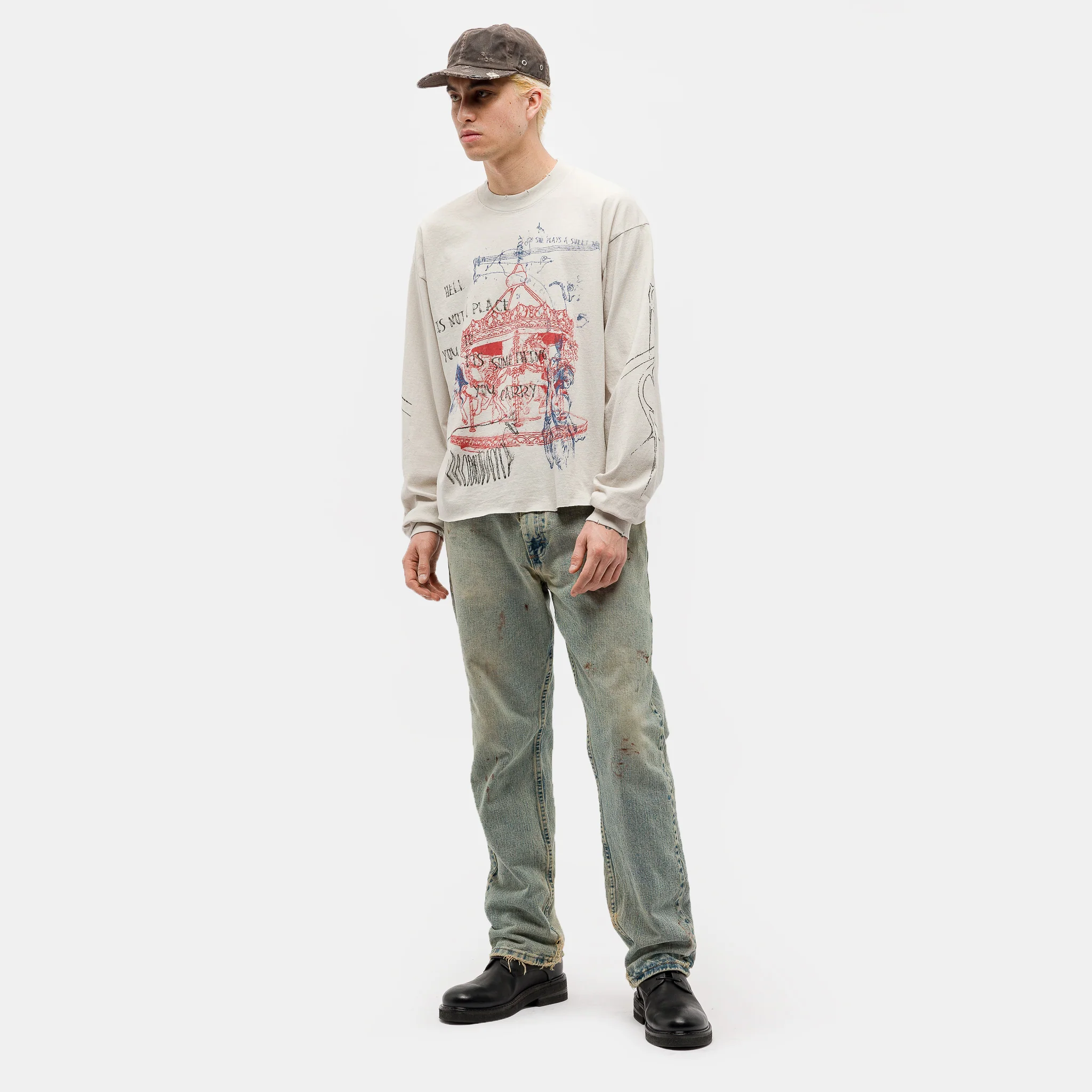 Hell Longsleeve T-Shirt in Cement - Image 2
