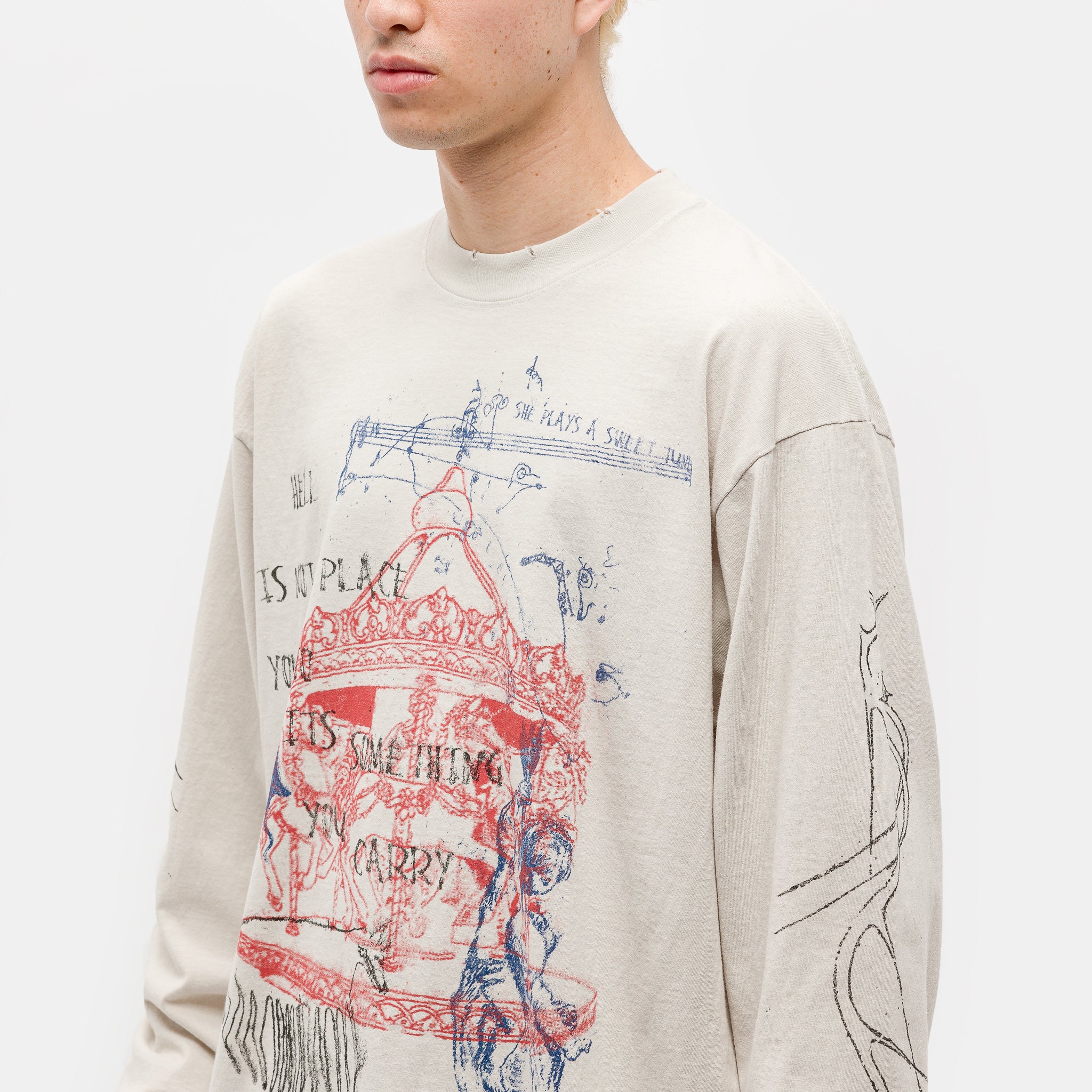 Hell Longsleeve T-Shirt in Cement - Image 4